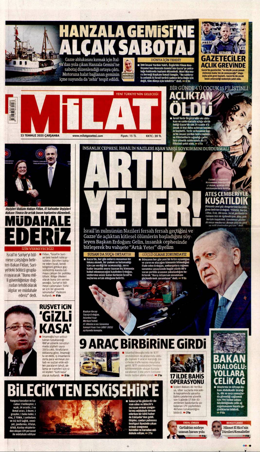 Savunma sanayimiz destan yazıyor: 23 Temmuz 2025 Çarşamba güncel gazete manşetleri 14