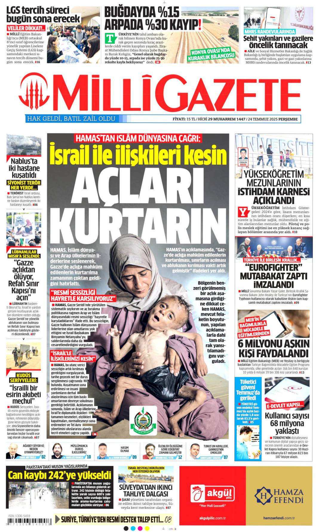 Çelik kubbemize 5 süper güç: 24 Temmuz 2025 Perşembe güncel gazete manşetleri 12