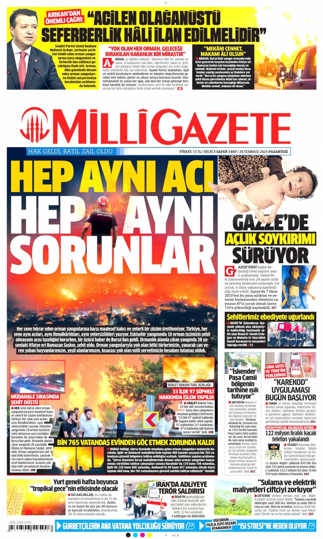 Seferberlik ruhu: Teyakkuz halindeyiz! 28 Temmuz 2025 Pazartesi güncel gazete manşetleri 12