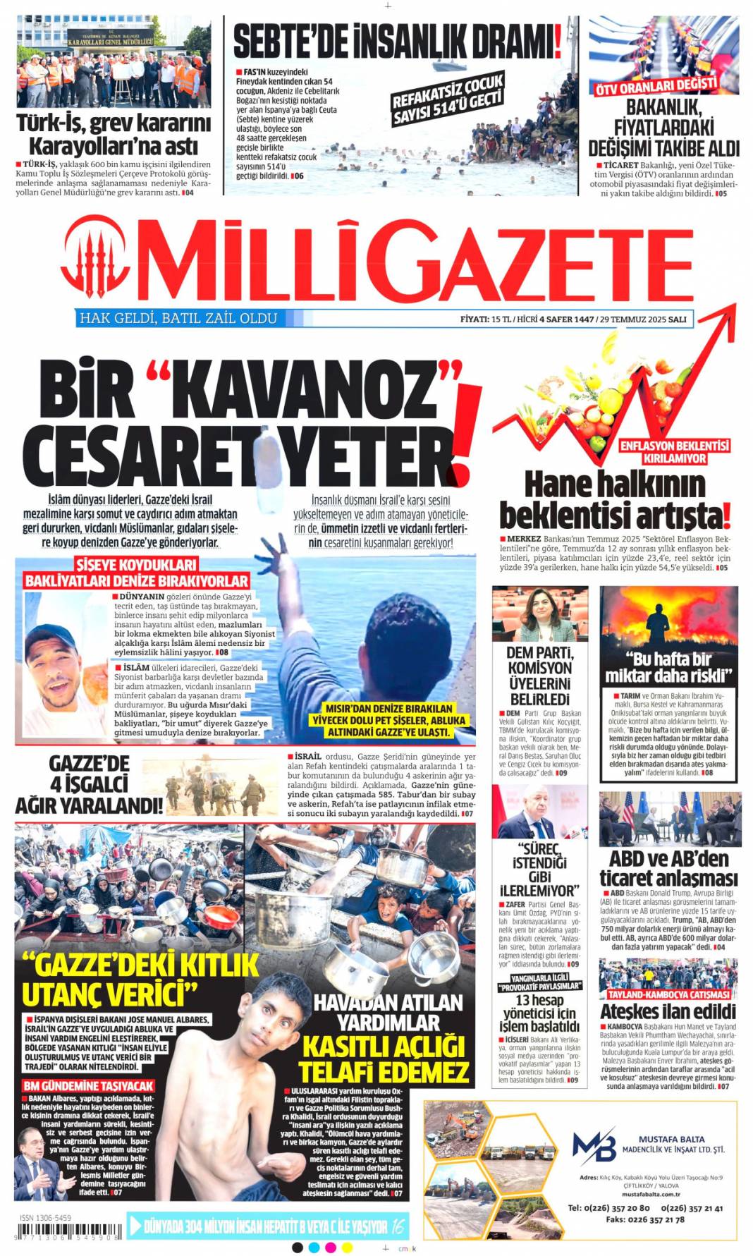 Ateşin çocukları gitti, Papazın çocukları geldi: 29 Temmuz 2025 Salı güncel gazete manşetleri 16