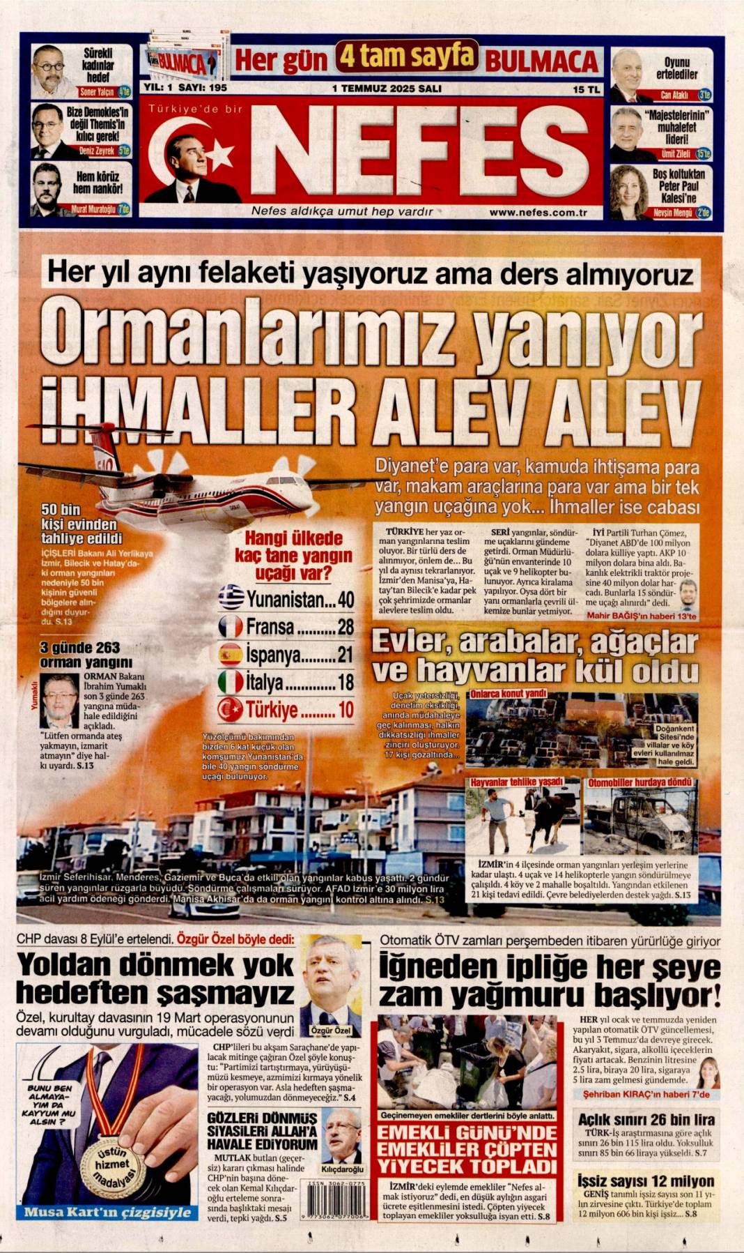 Kurultay'ın kaderi ceza davasında: 1 Temmuz 2025 Salı gazete manşetleri 15