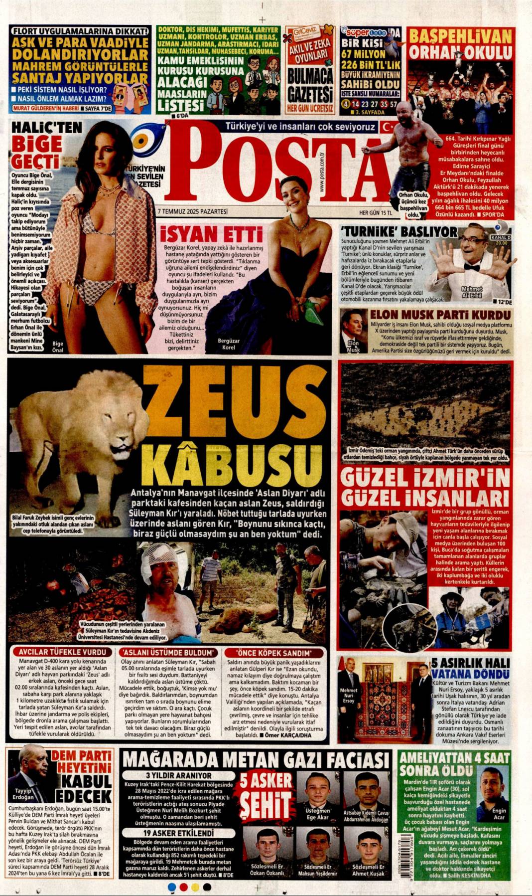 41 yıl sonra silahlara veda: 7 Temmuz 2025  Pazartesi, güncel gazete manşetleri 18