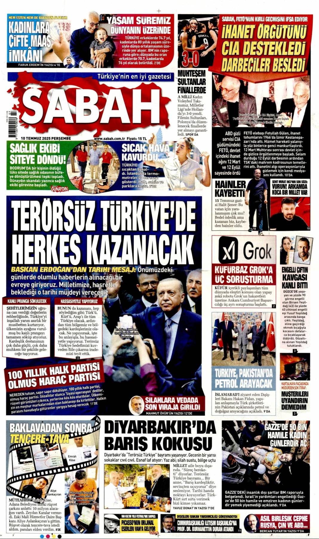Cumhurbaşkanı Erdoğan: Haraç partisi! 10 Temmuz 2025 Perşembe gazete manşetleri 5