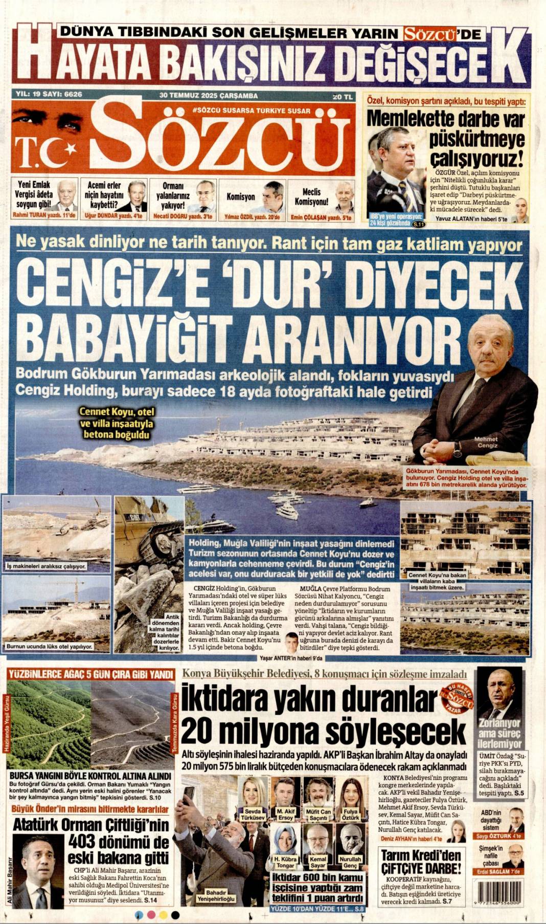 On yıl yetmez ver müebbeti: 30 Temmuz 2025 Çarşamba güncel gazete manşetleri 14
