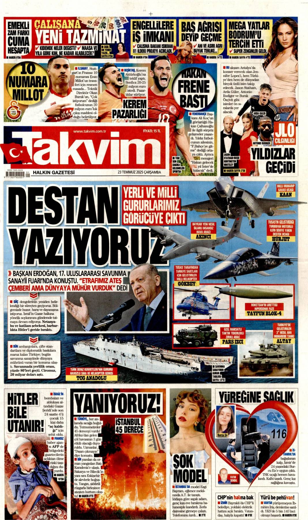 Savunma sanayimiz destan yazıyor: 23 Temmuz 2025 Çarşamba güncel gazete manşetleri 19