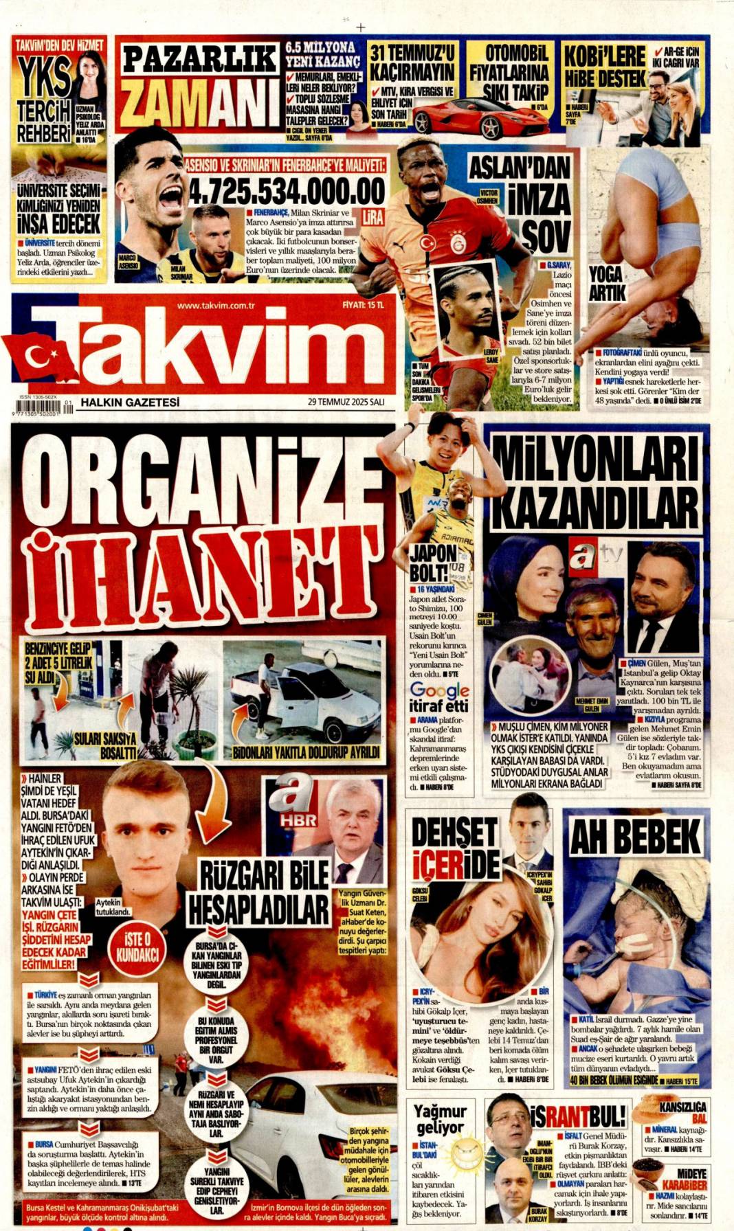 Ateşin çocukları gitti, Papazın çocukları geldi: 29 Temmuz 2025 Salı güncel gazete manşetleri 20