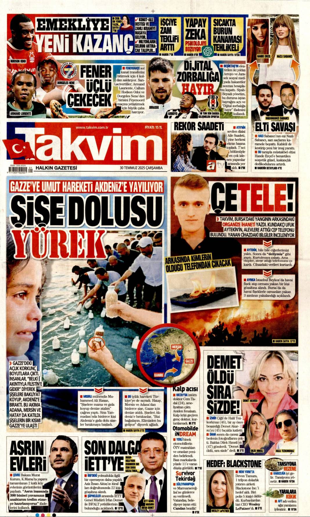 On yıl yetmez ver müebbeti: 30 Temmuz 2025 Çarşamba güncel gazete manşetleri 15