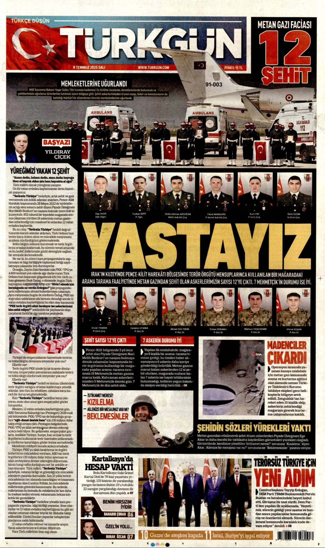 Adım adım terörsüz Türkiye'ye doğru: 8 Temmuz 2025 Salı, güncel gazete manşetleri 13