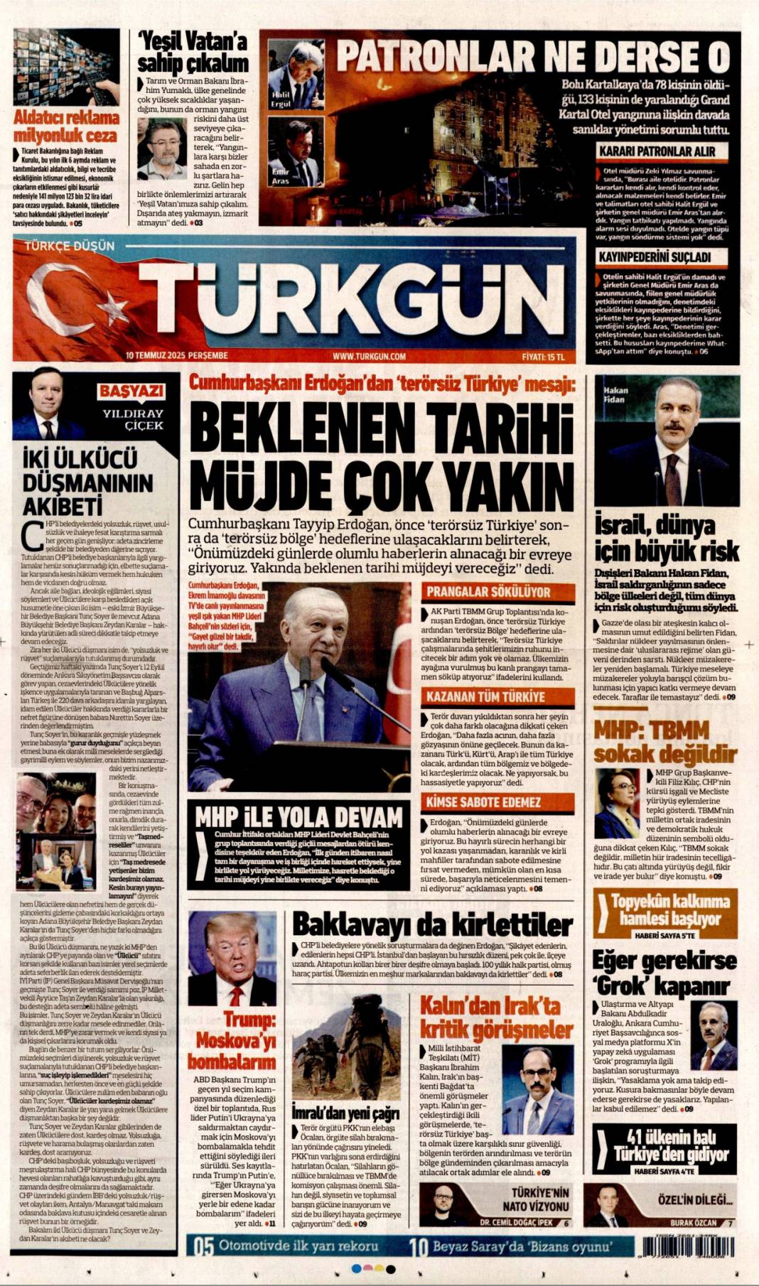 Cumhurbaşkanı Erdoğan: Haraç partisi! 10 Temmuz 2025 Perşembe gazete manşetleri 20