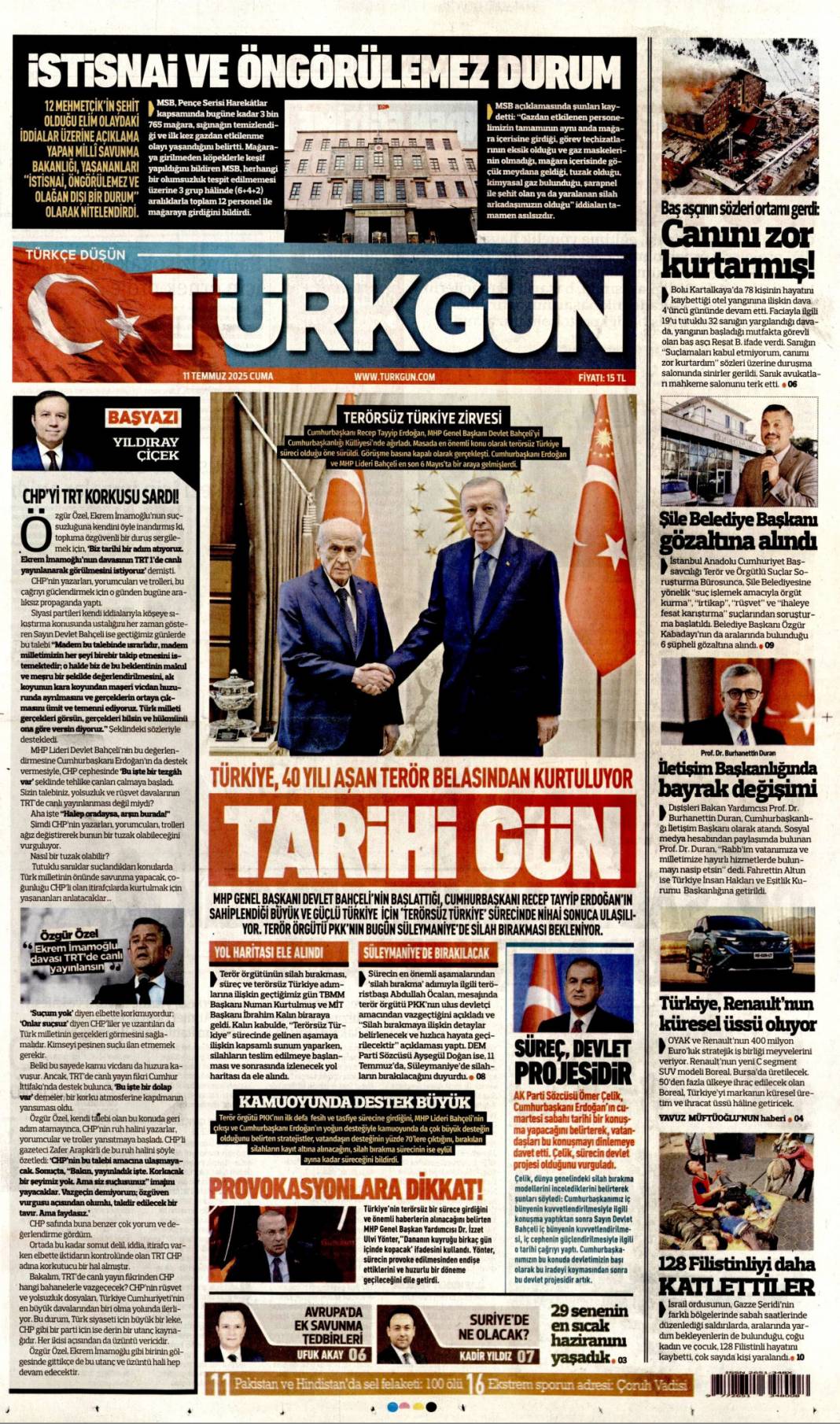 Silahlar böyle bırakılacak: 11 Temmuz 2025 Cuma gazete manşetleri 21