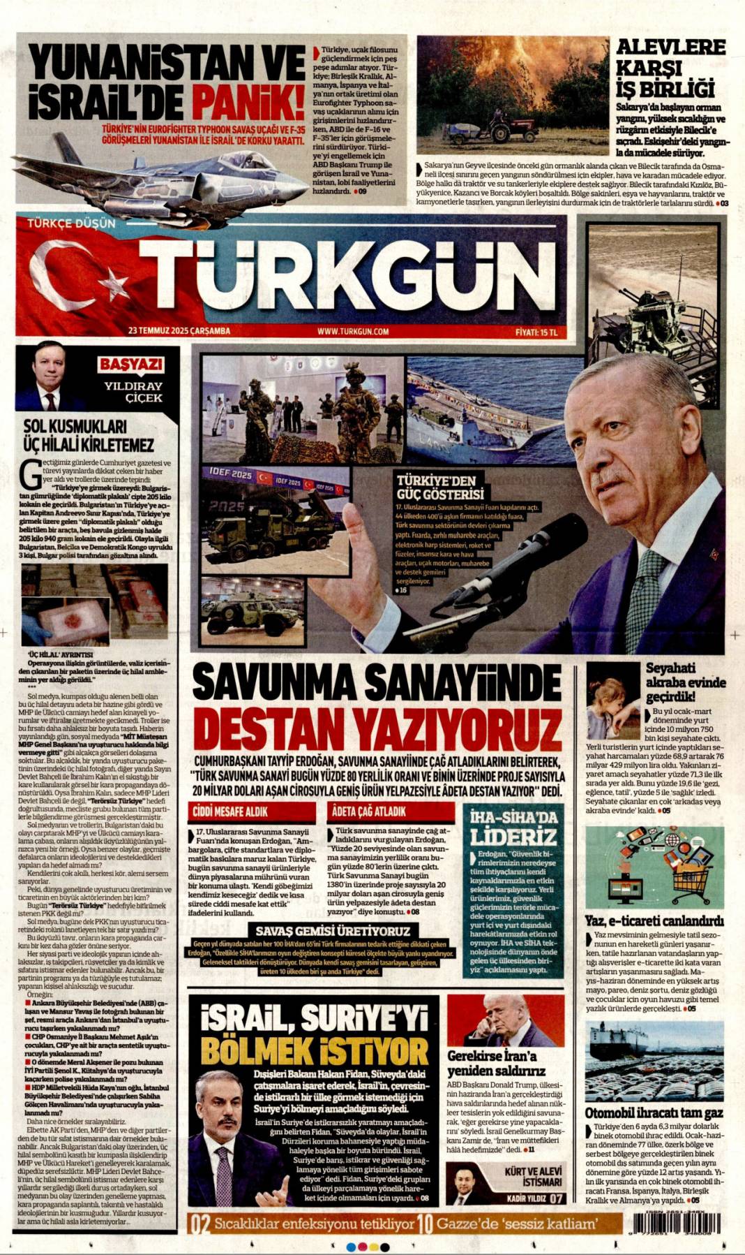 Savunma sanayimiz destan yazıyor: 23 Temmuz 2025 Çarşamba güncel gazete manşetleri 20