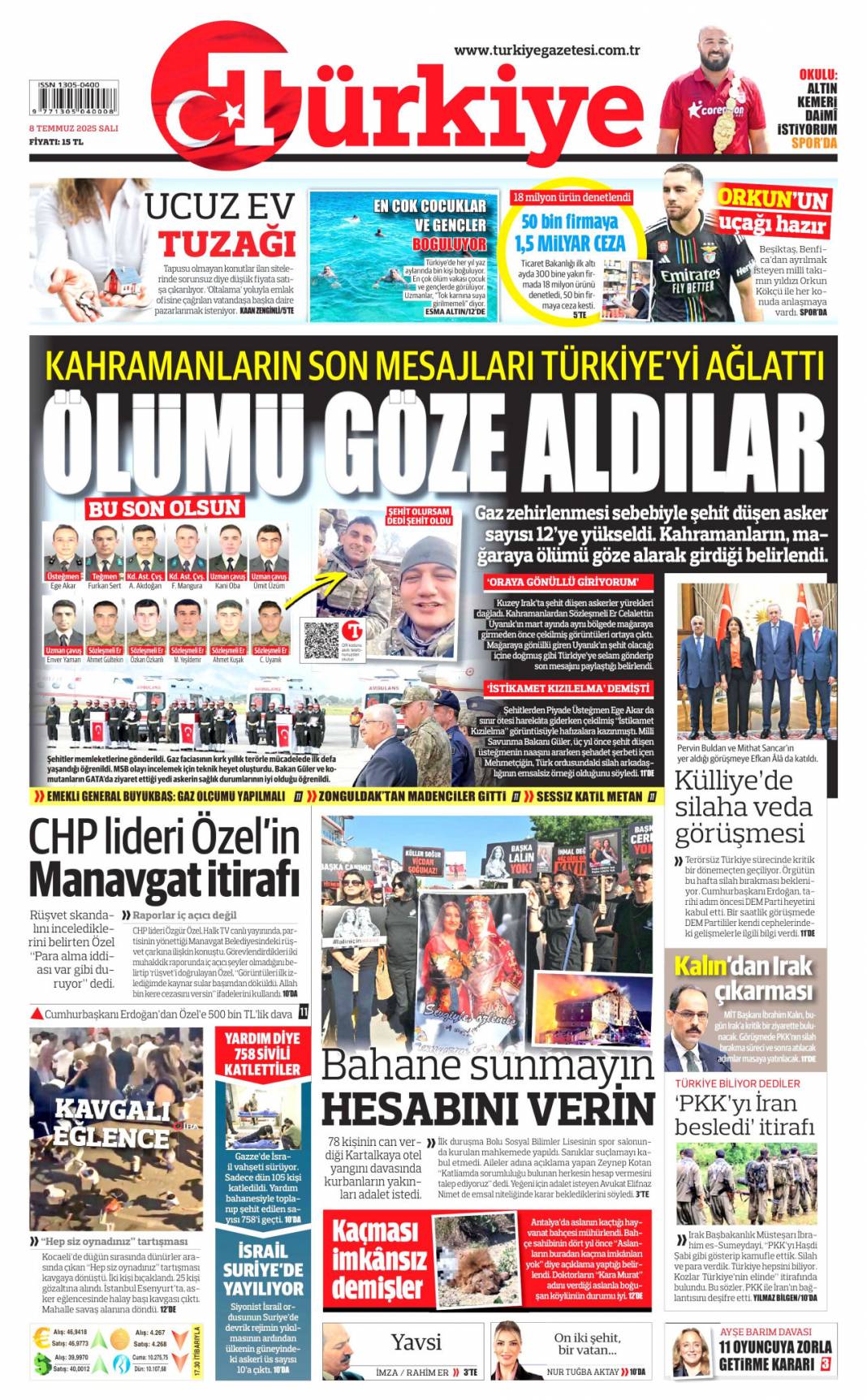 Adım adım terörsüz Türkiye'ye doğru: 8 Temmuz 2025 Salı, güncel gazete manşetleri 14