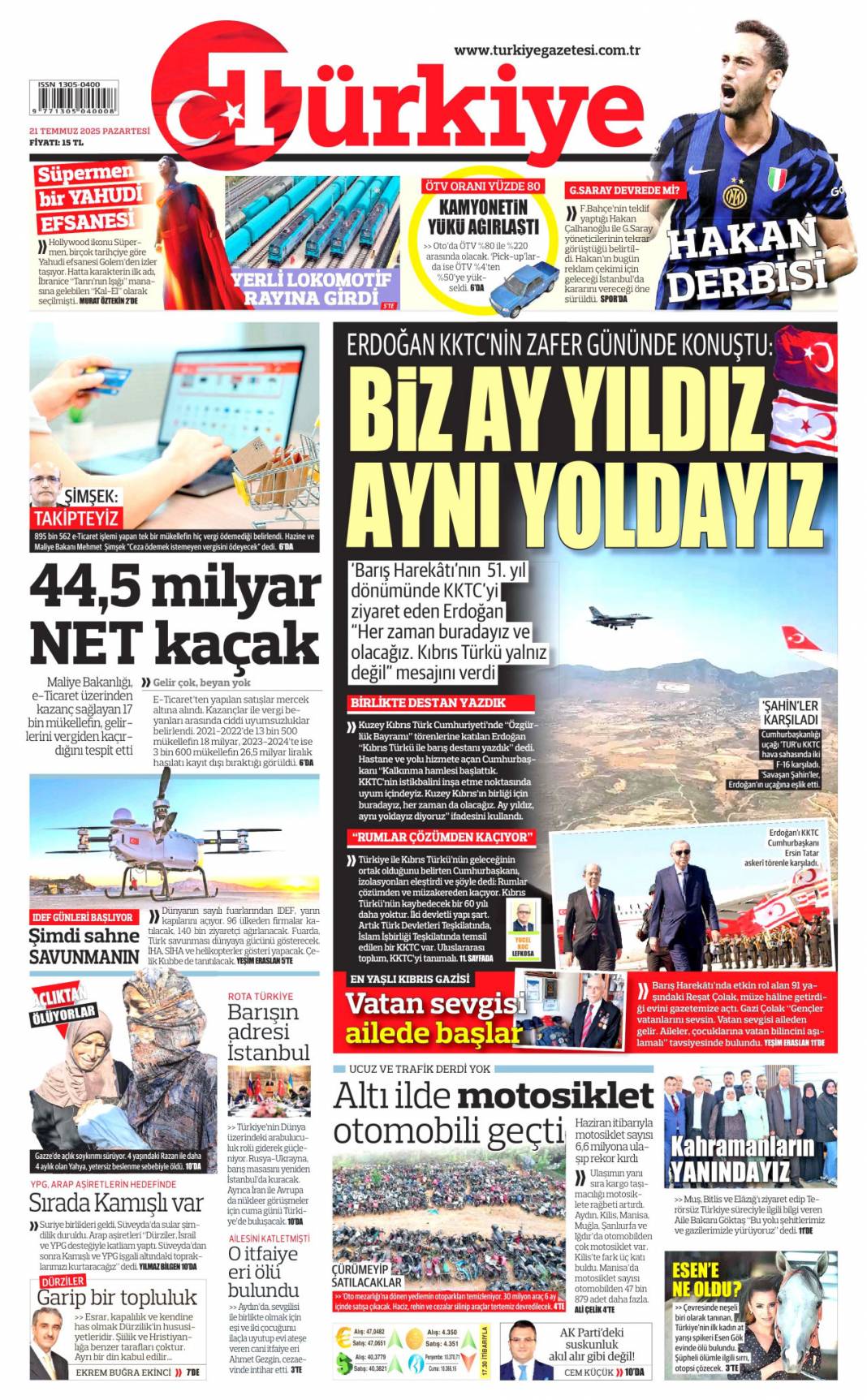 Plajlarda virüs alarmı: 21 Temmuz 2025 Pazartesi gazete manşetleri 17