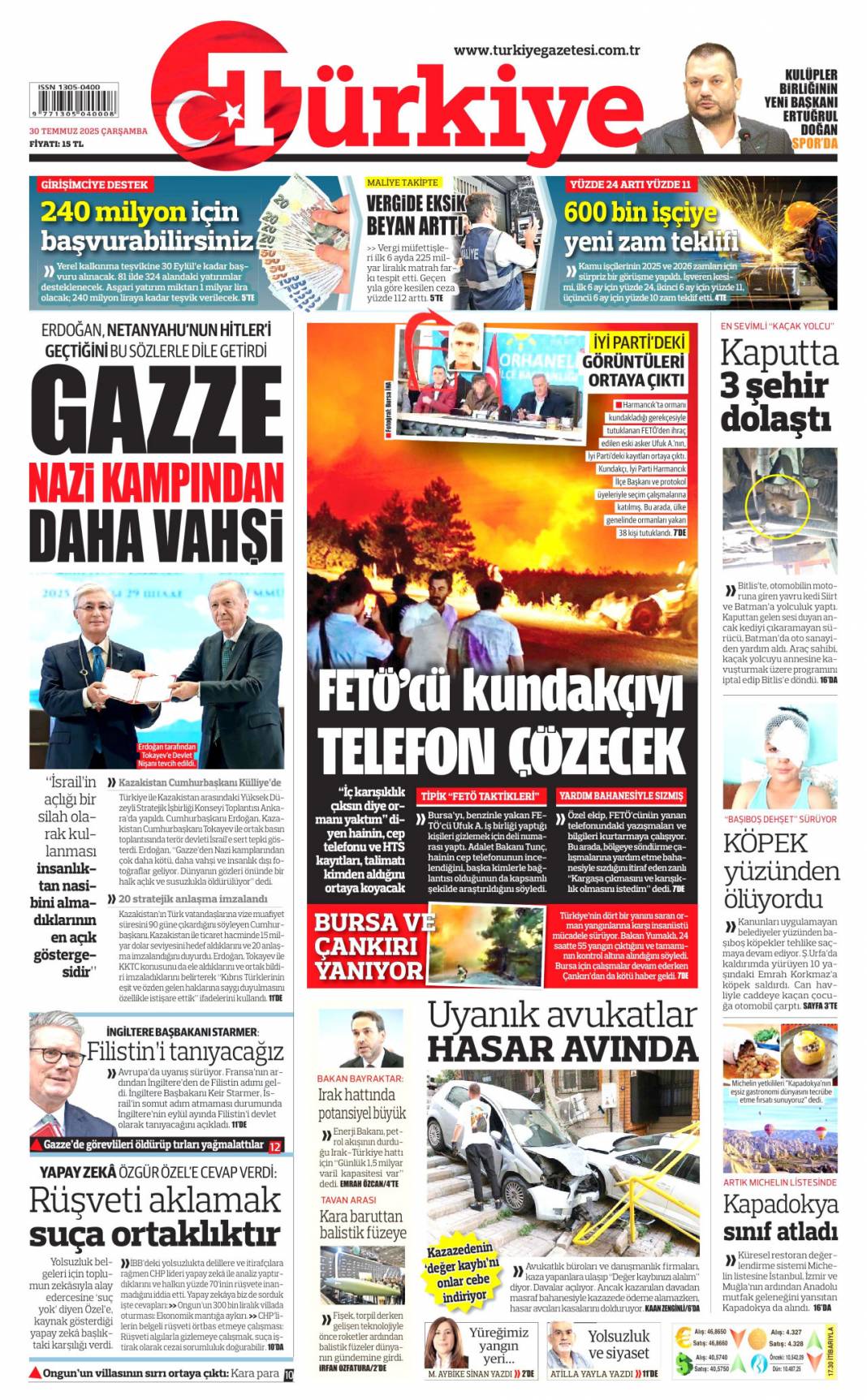 On yıl yetmez ver müebbeti: 30 Temmuz 2025 Çarşamba güncel gazete manşetleri 8