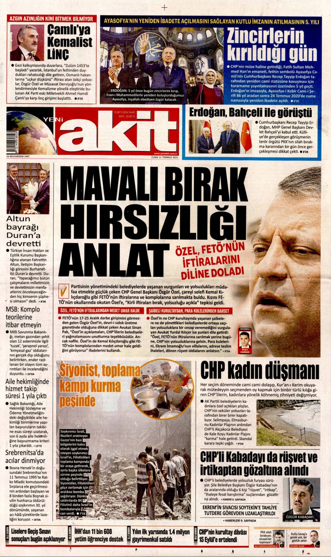 Silahlar böyle bırakılacak: 11 Temmuz 2025 Cuma gazete manşetleri 24