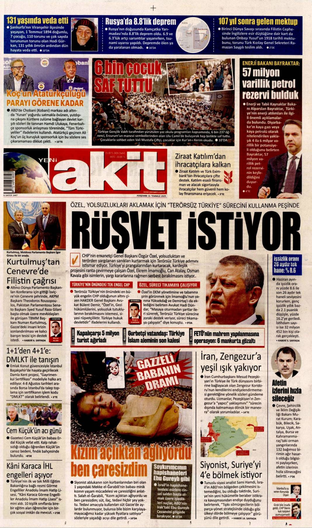 Baronun kirli defterleri açıldı: 31 Temmuz 2025 Perşembe güncel gazete manşetleri 21