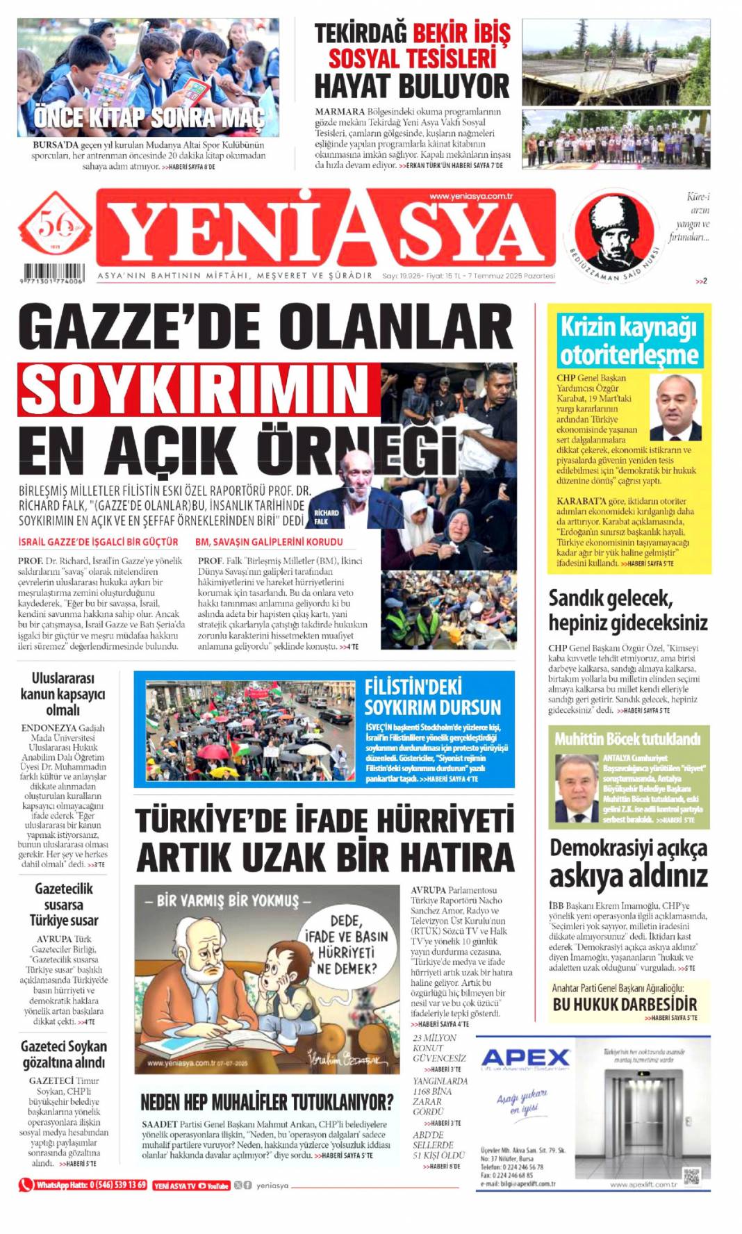 41 yıl sonra silahlara veda: 7 Temmuz 2025  Pazartesi, güncel gazete manşetleri 21