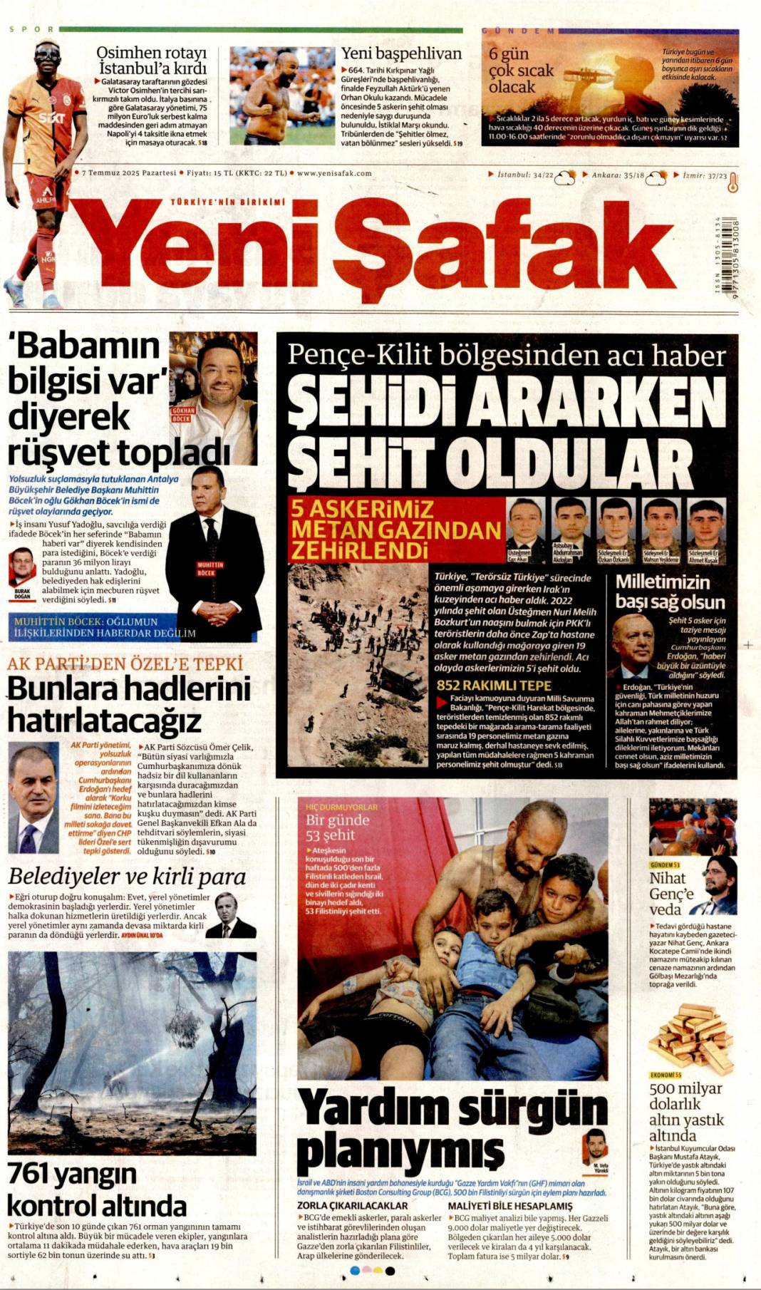 41 yıl sonra silahlara veda: 7 Temmuz 2025  Pazartesi, güncel gazete manşetleri 23