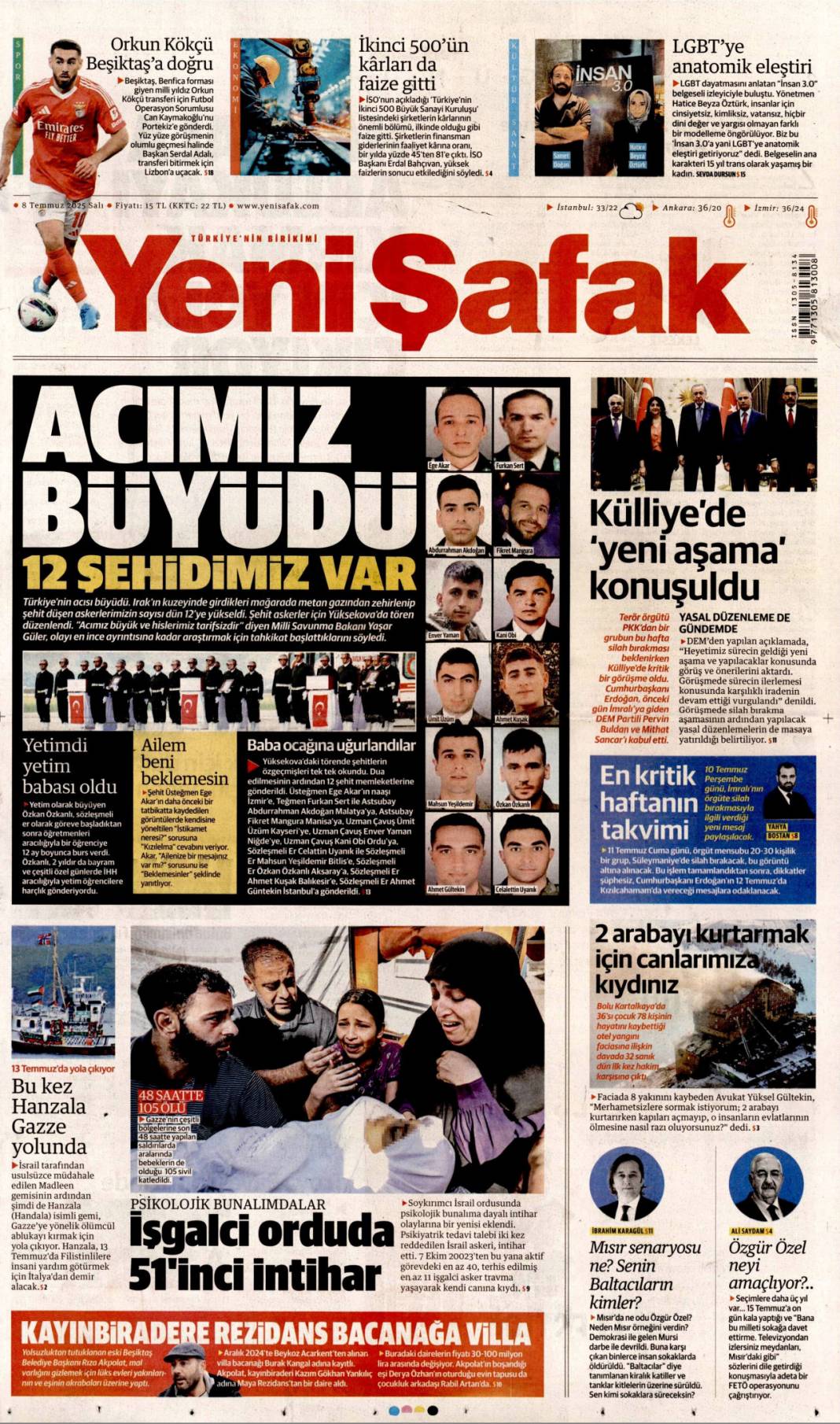 Adım adım terörsüz Türkiye'ye doğru: 8 Temmuz 2025 Salı, güncel gazete manşetleri 18