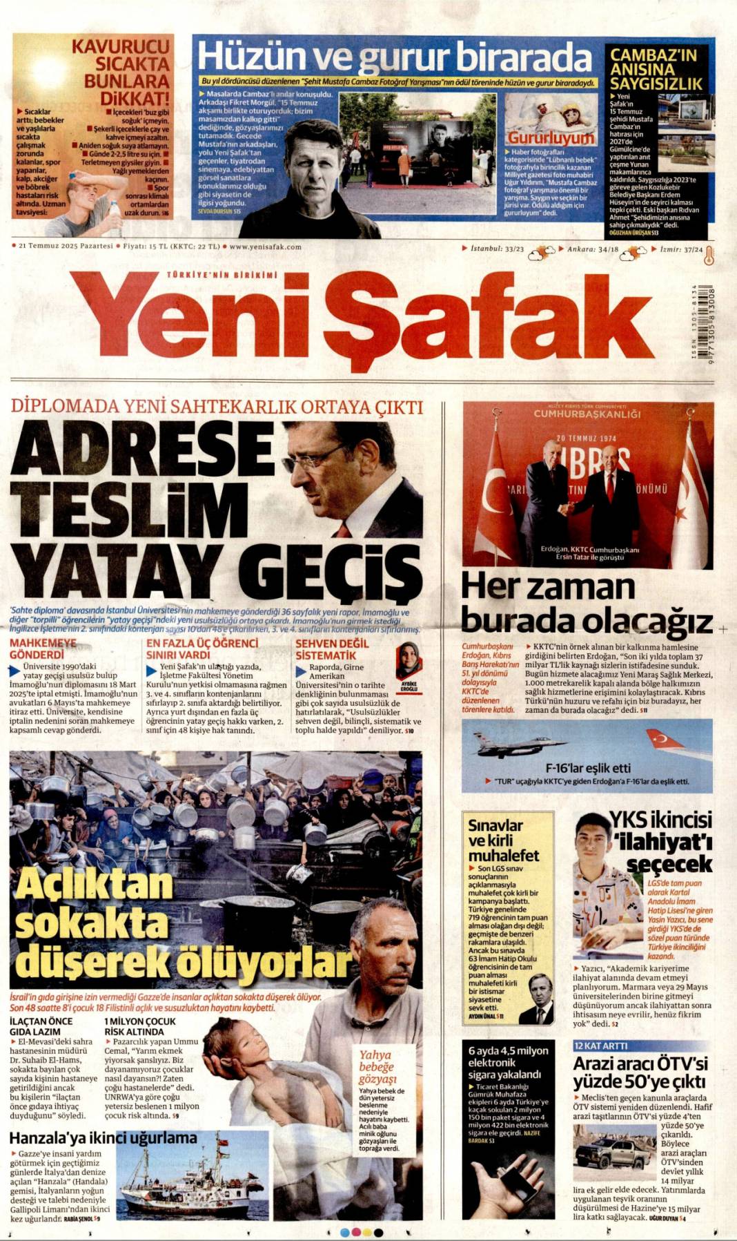 Plajlarda virüs alarmı: 21 Temmuz 2025 Pazartesi gazete manşetleri 21