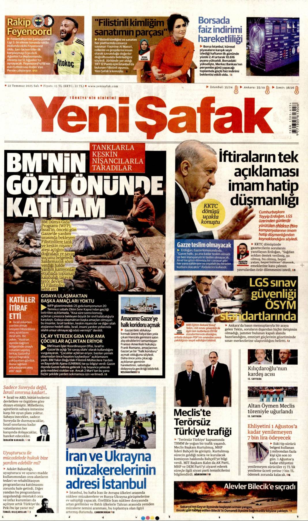 LGS iftirası büyük ahlaksızlık: 22 Temmuz 2025 Salı güncel gazete manşetleri 23