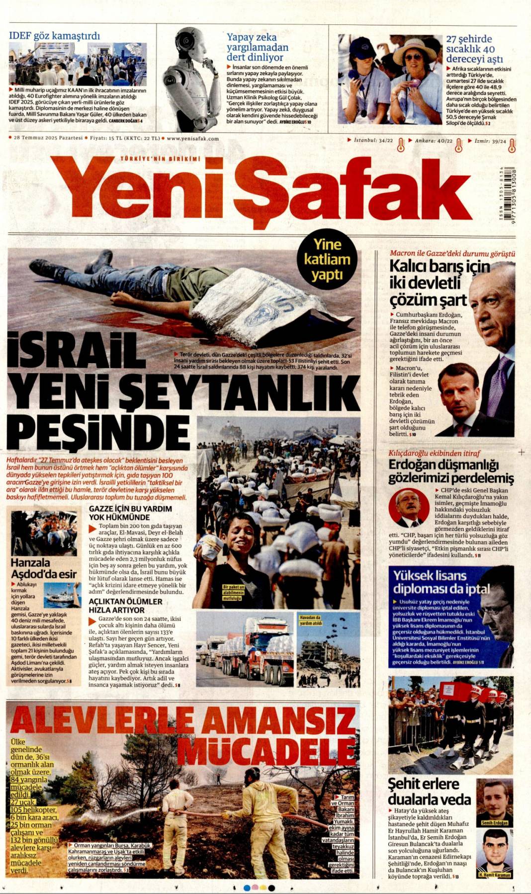 Seferberlik ruhu: Teyakkuz halindeyiz! 28 Temmuz 2025 Pazartesi güncel gazete manşetleri 22