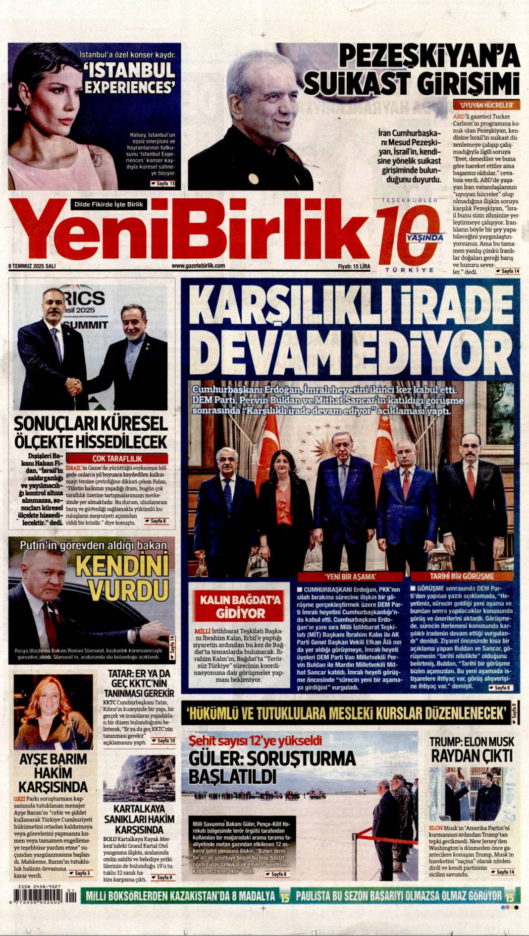 Adım adım terörsüz Türkiye'ye doğru: 8 Temmuz 2025 Salı, güncel gazete manşetleri 17