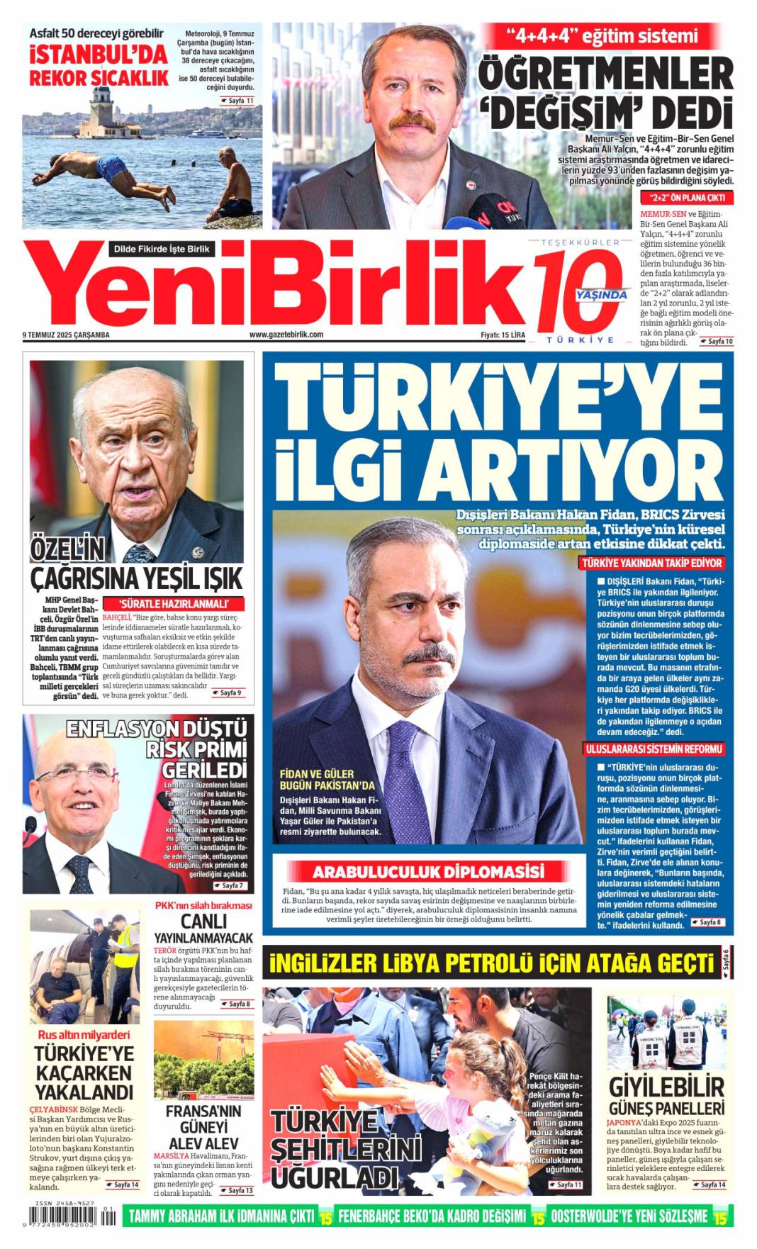 Katliamcıdan nobel gazı: 9 Temmuz 2025 Çarşamba, güncel gazete manşetleri... 8