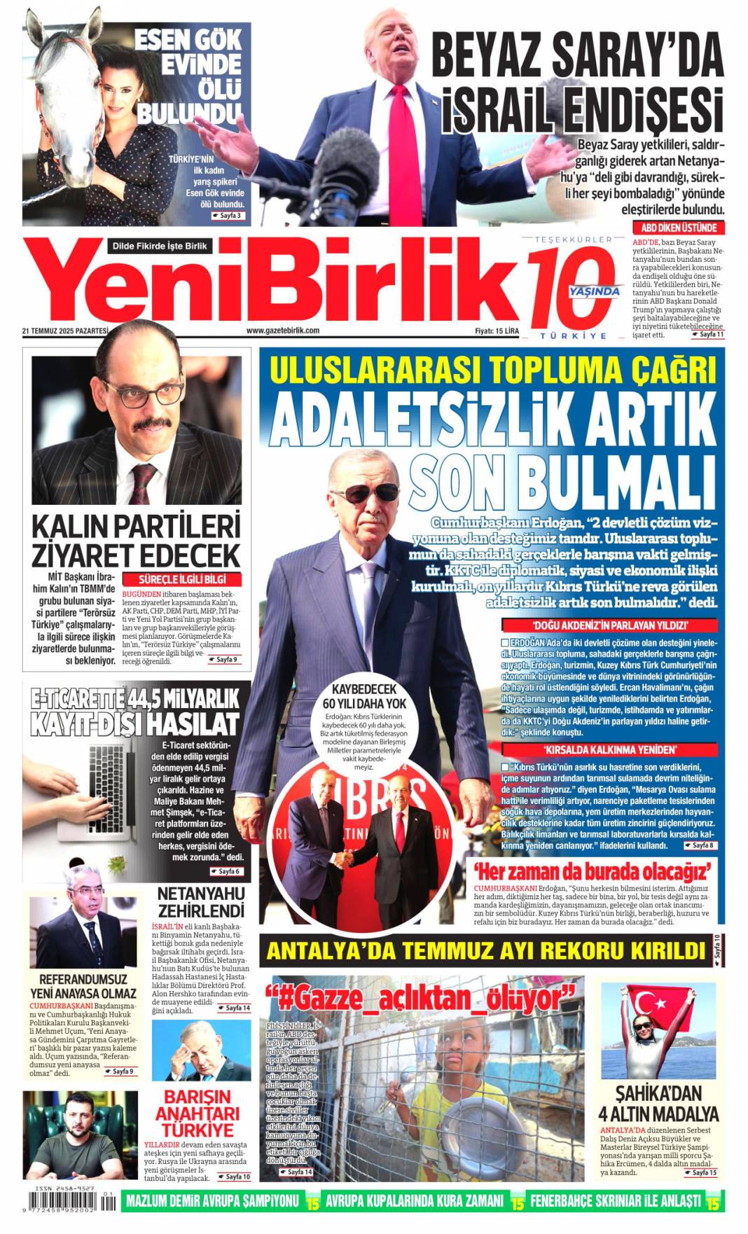 Plajlarda virüs alarmı: 21 Temmuz 2025 Pazartesi gazete manşetleri 20