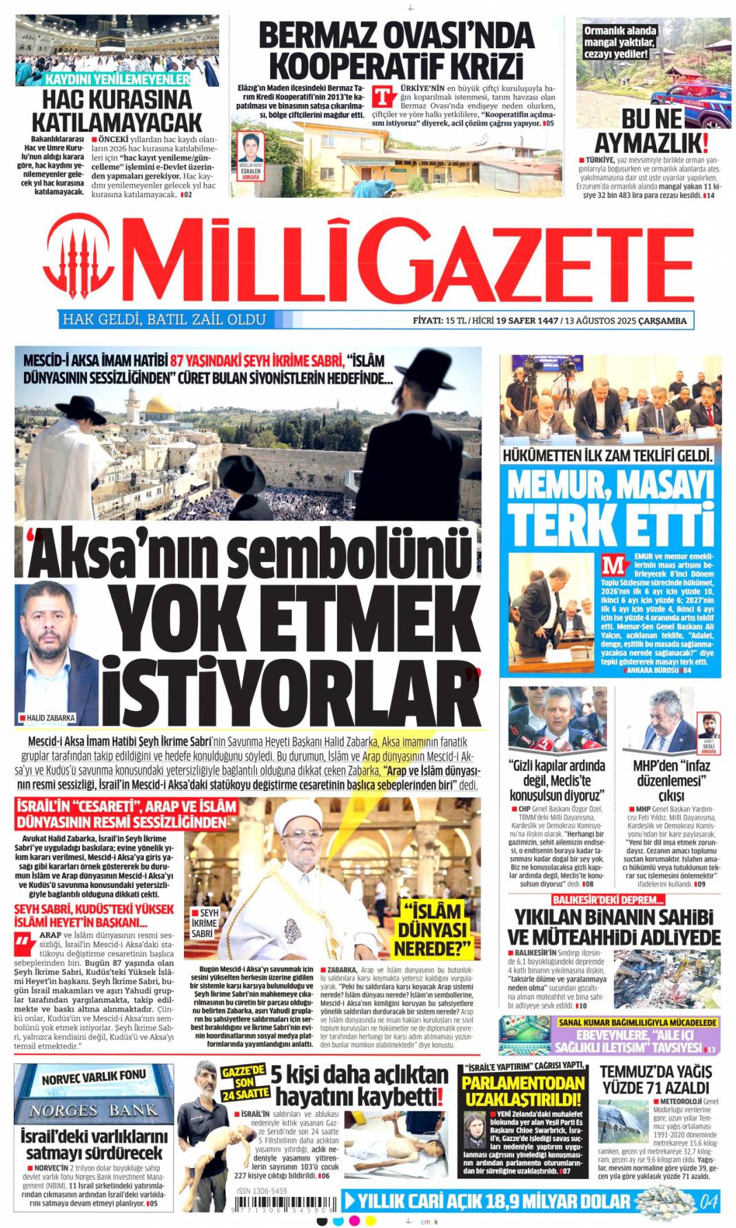 İBB'de rüşvet poşetlere sığmadı: 13 Ağustos 2025 gazete manşetleri 13