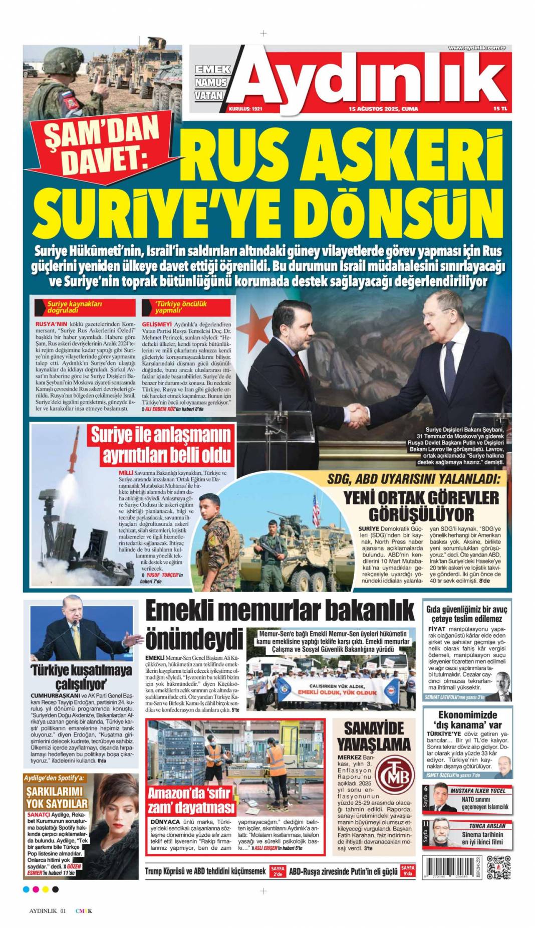 Topuklu efe'ye AK Parti rozeti: 15 Ağustos 2025 gazete manşetleri 14