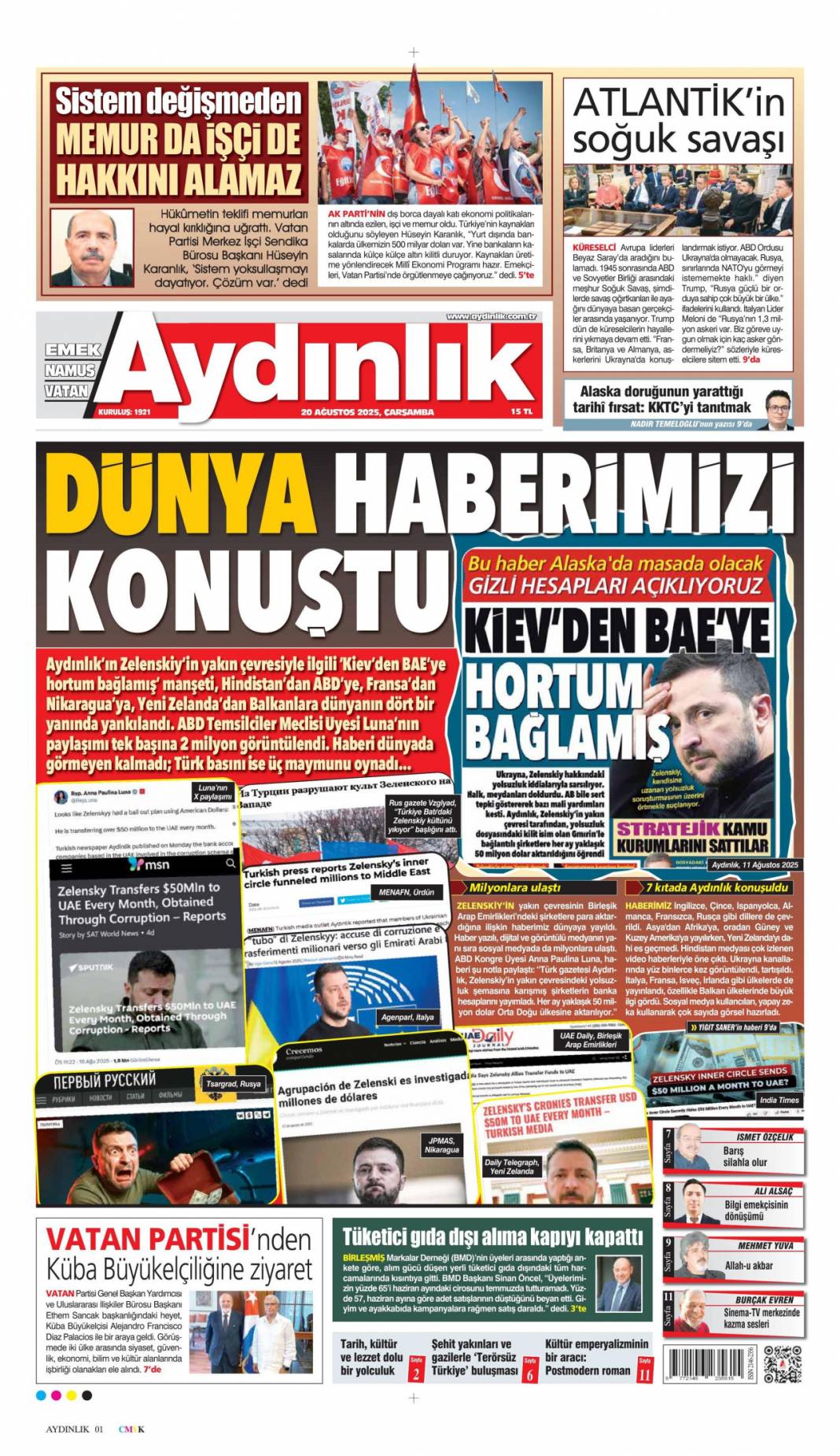 Pazarlık yok kardeşlik var: 20 Ağustos 2025 gazete manşetleri 14