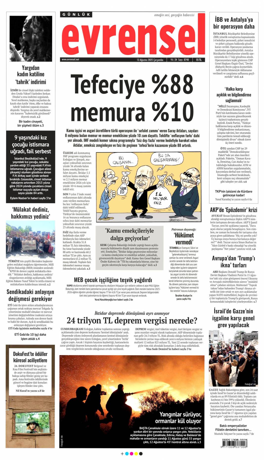 İBB'de rüşvet poşetlere sığmadı: 13 Ağustos 2025 gazete manşetleri 16