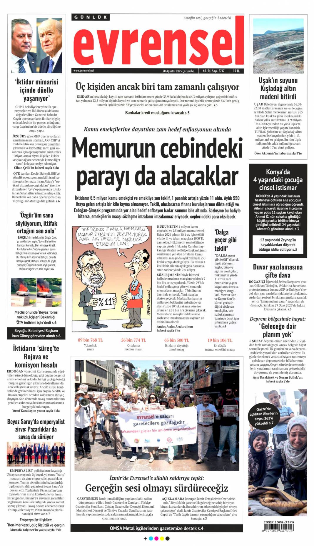Pazarlık yok kardeşlik var: 20 Ağustos 2025 gazete manşetleri 16