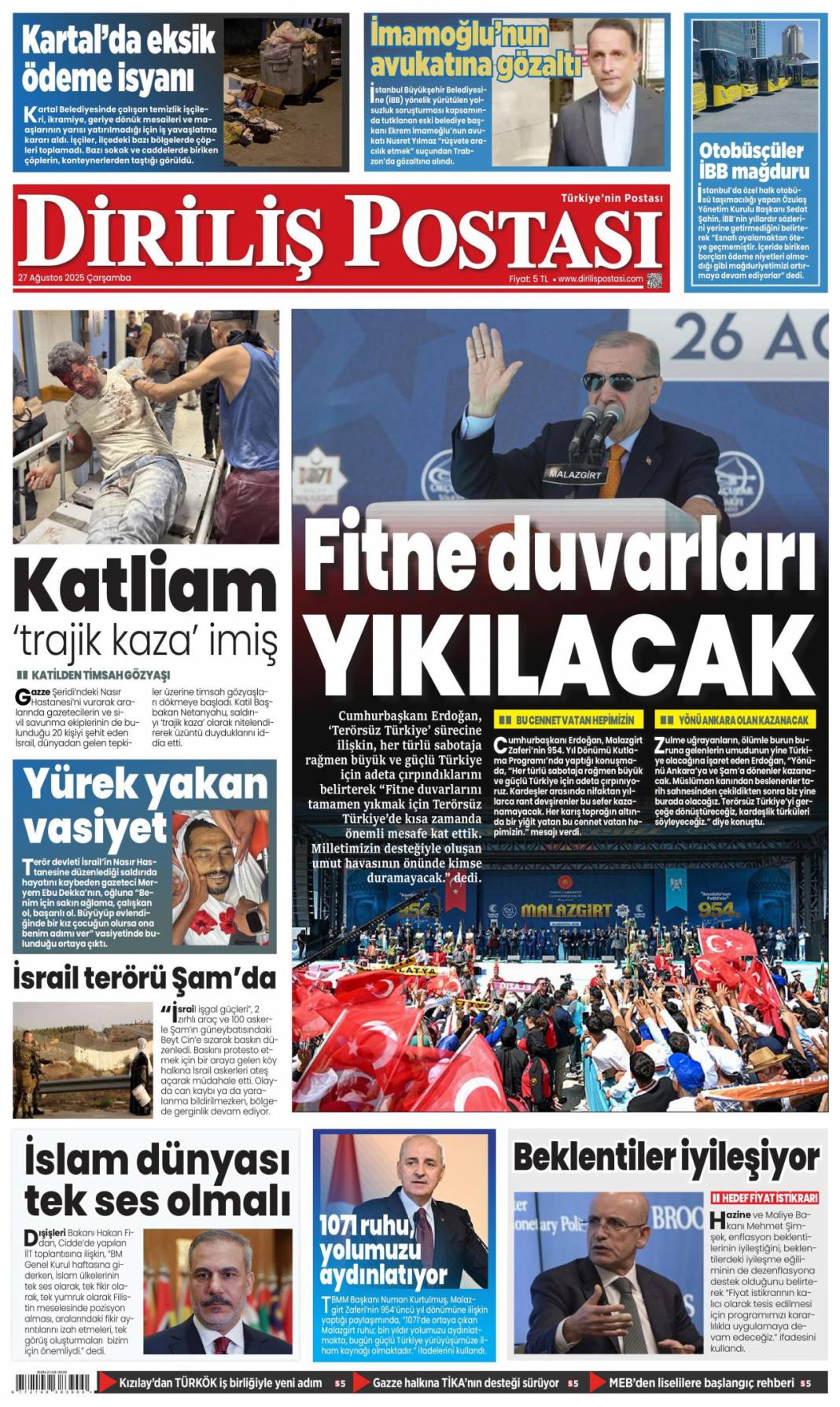 Terörist YPG ve destekçilerine Malazgirt'ten kılıçlı mesaj: 27 Ağustos 2025 gazete manşetleri 17