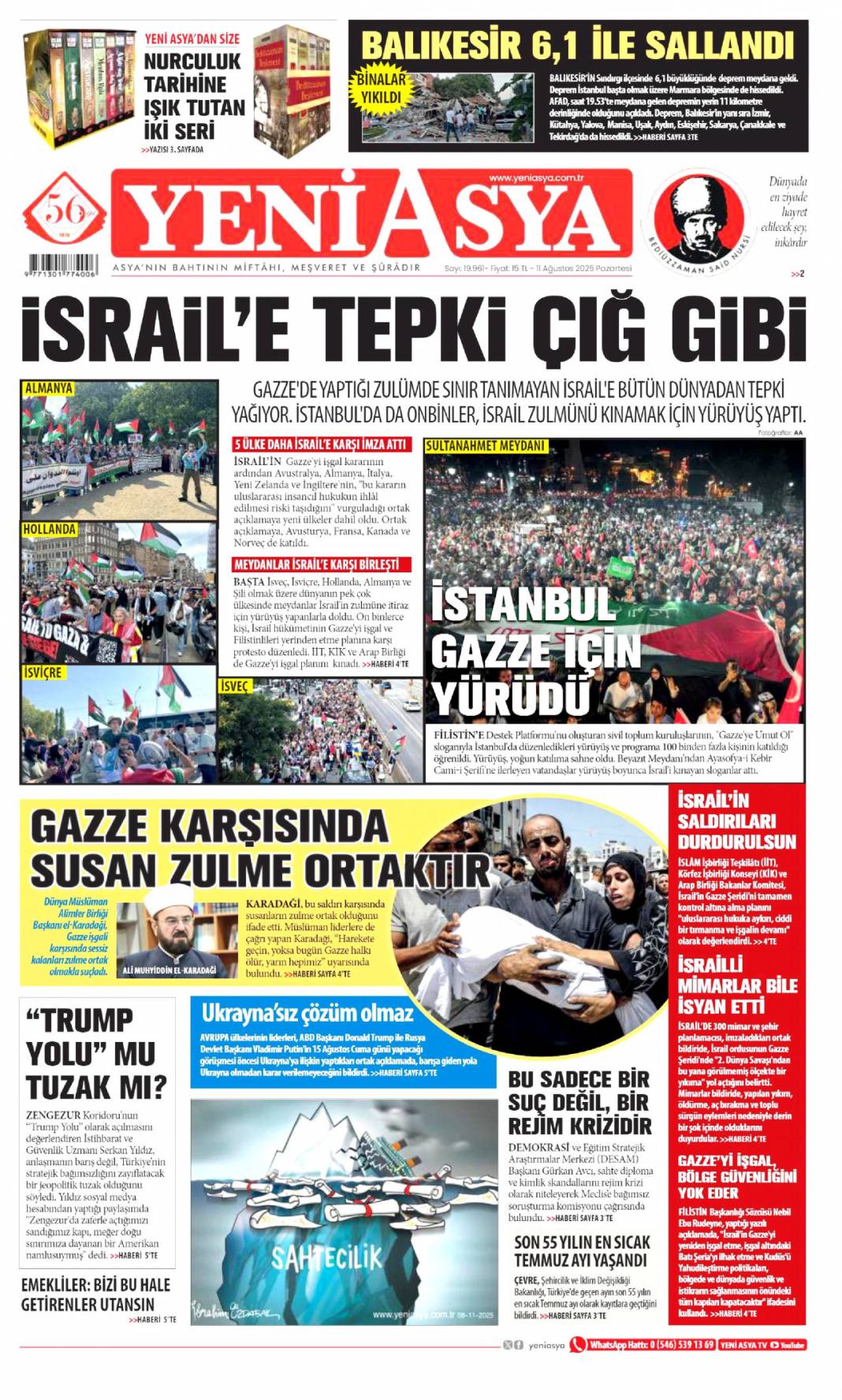 Marmara ve Ege 6.1 ile sallandı! 16 bina yıkıldı 1 can kaybı 29 yaralı: 11 Ağustos gazete manşetleri. 18