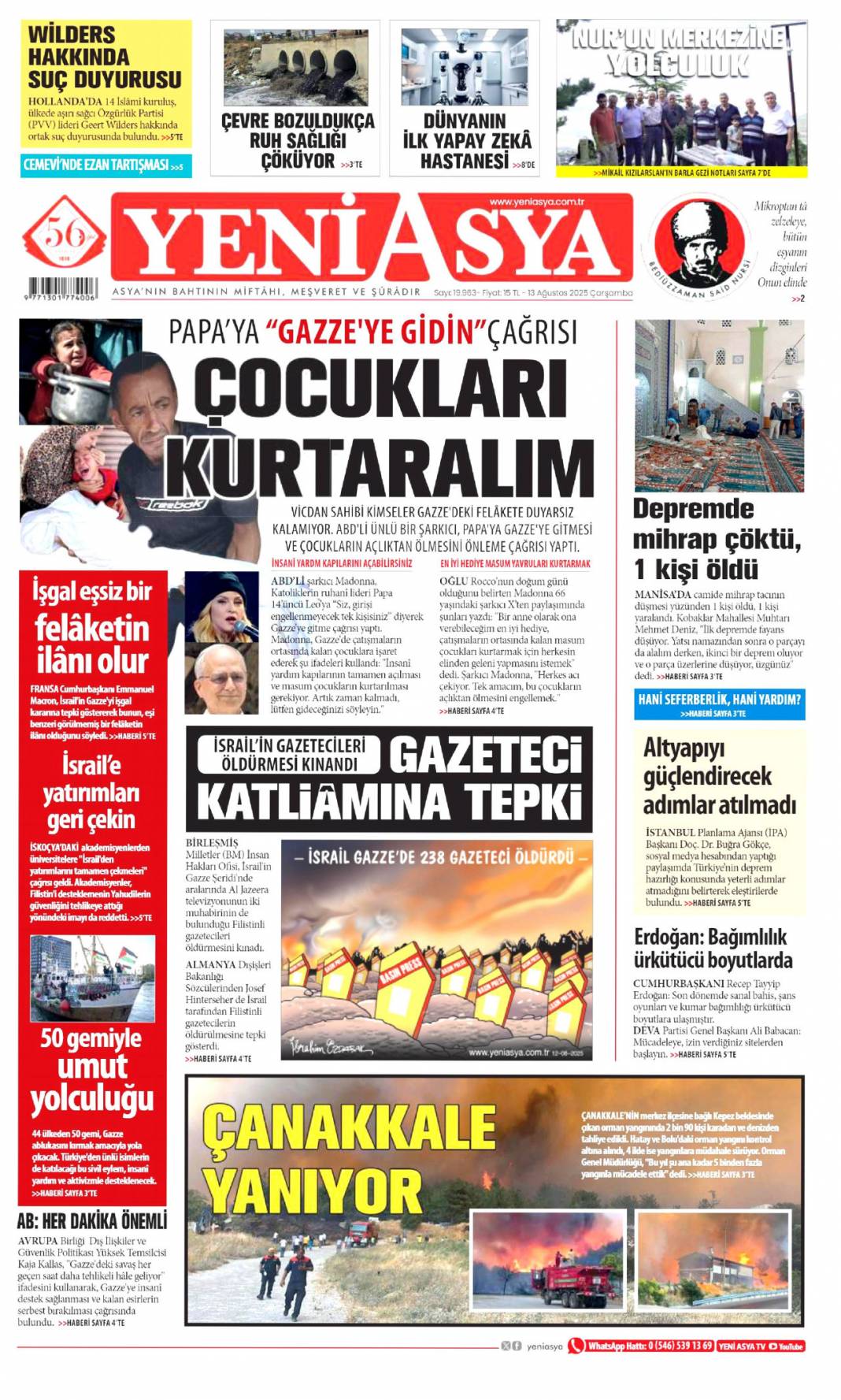 İBB'de rüşvet poşetlere sığmadı: 13 Ağustos 2025 gazete manşetleri 18