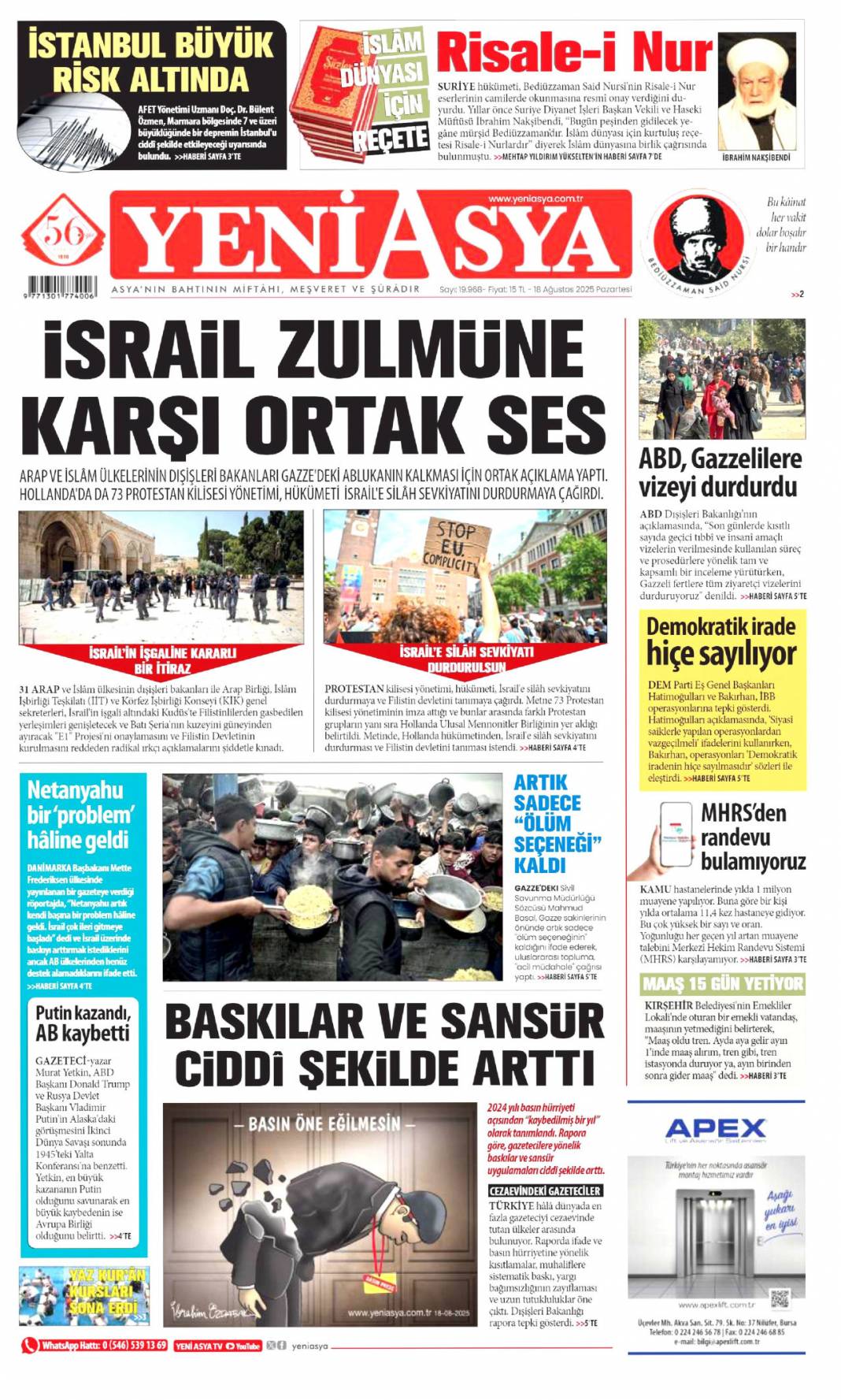 CHP'de kırmızı alrm! Özgür Özel zor durumda: 18 Ağustos 2025 gazete manşetleri 18