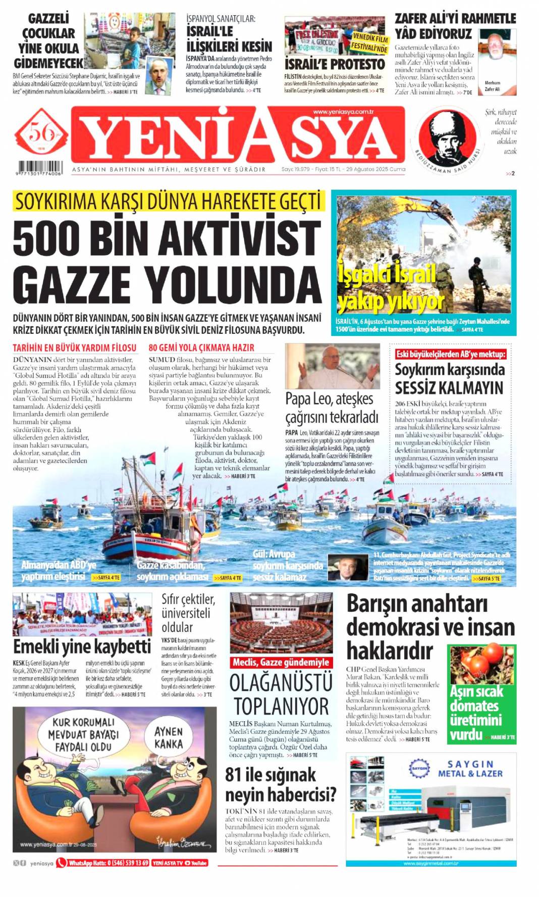 Su yok konser var! İzmirli hizmet bekliyor: 29 Ağustos 2025 gazete manşetleri 18