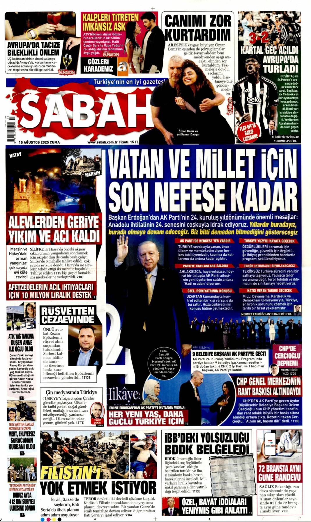 Topuklu efe'ye AK Parti rozeti: 15 Ağustos 2025 gazete manşetleri 2