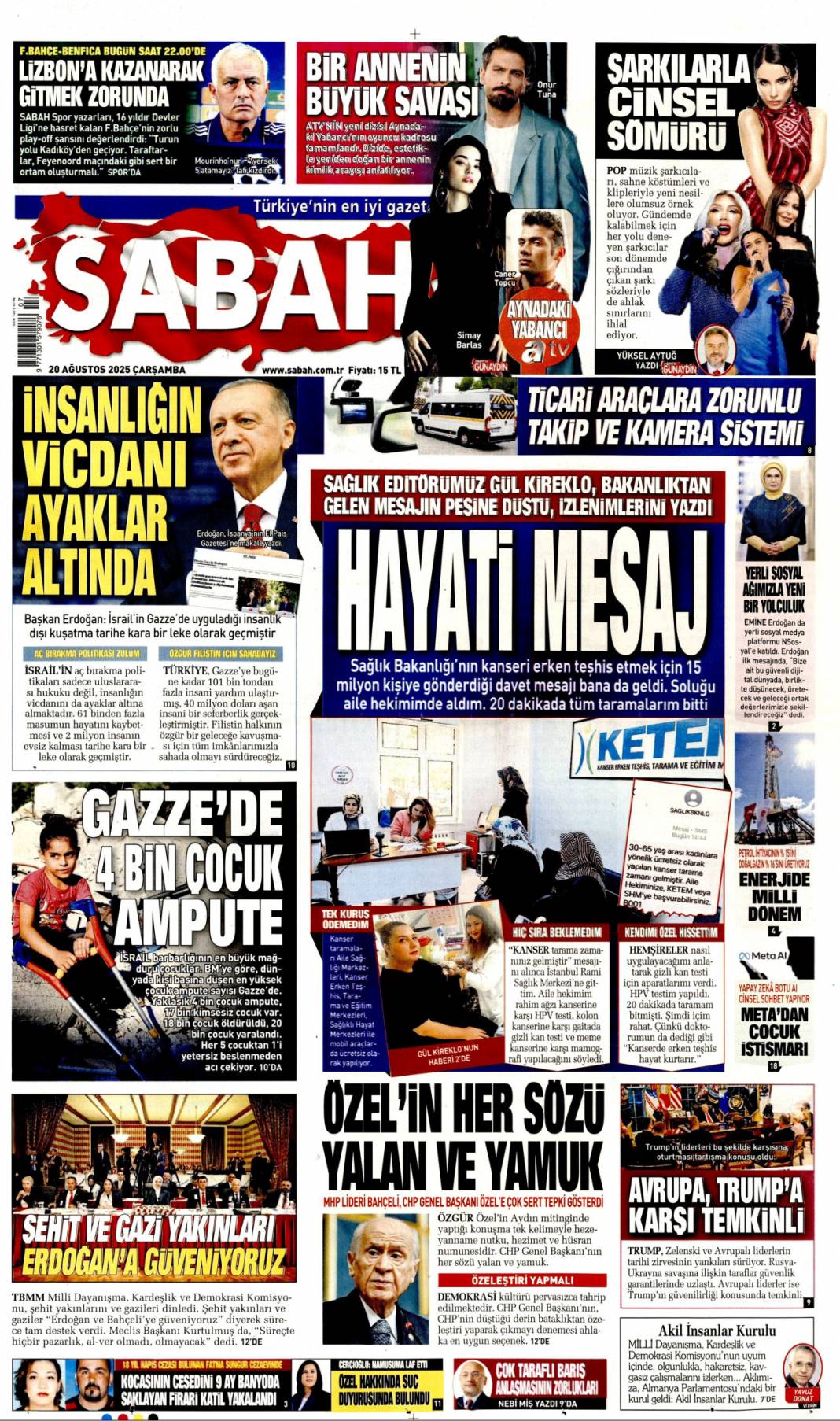 Pazarlık yok kardeşlik var: 20 Ağustos 2025 gazete manşetleri 2