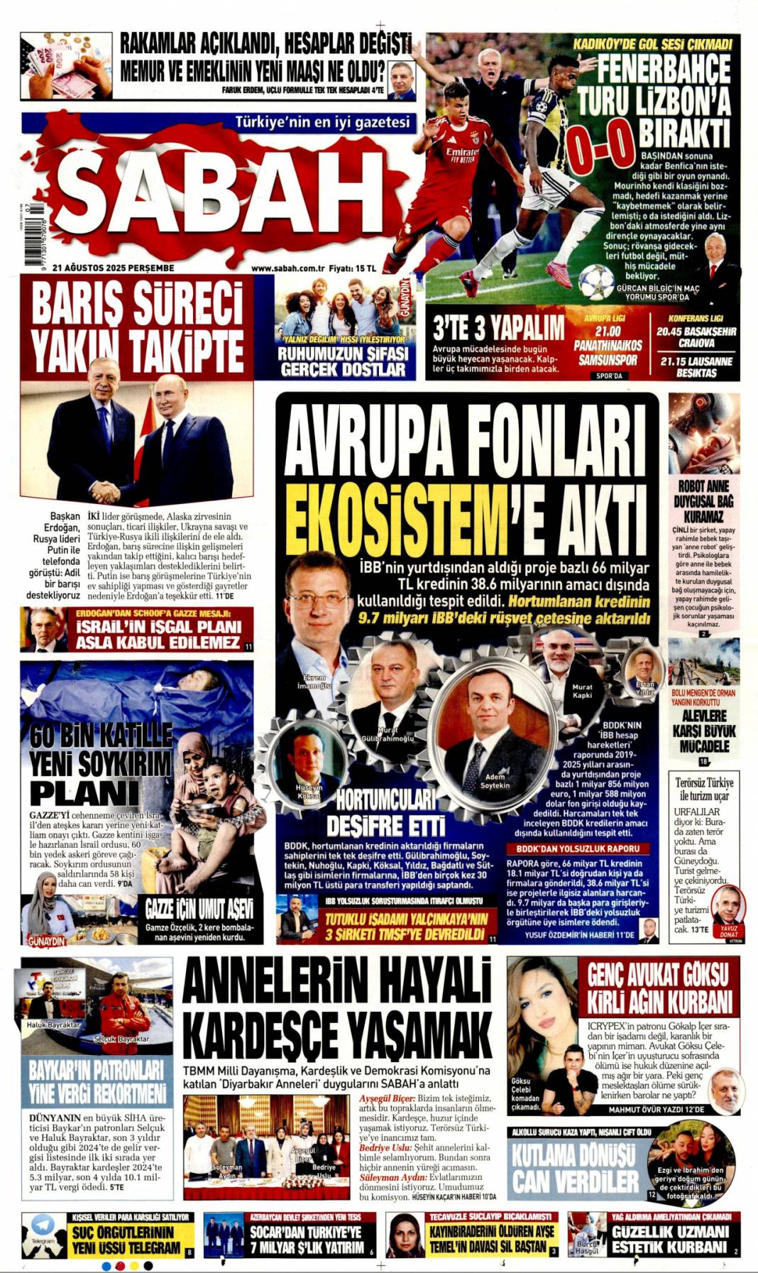 Avrupa fonları ekosistem'e aktı: 21 Ağustos 2025 gazete manşetleri 1