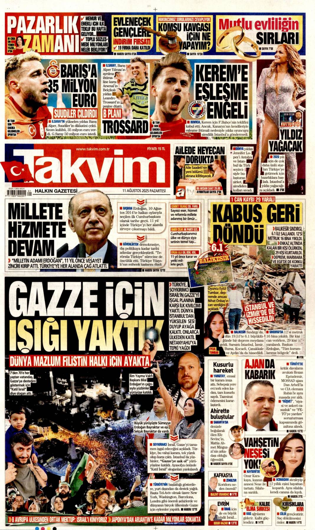 Marmara ve Ege 6.1 ile sallandı! 16 bina yıkıldı 1 can kaybı 29 yaralı: 11 Ağustos gazete manşetleri. 20