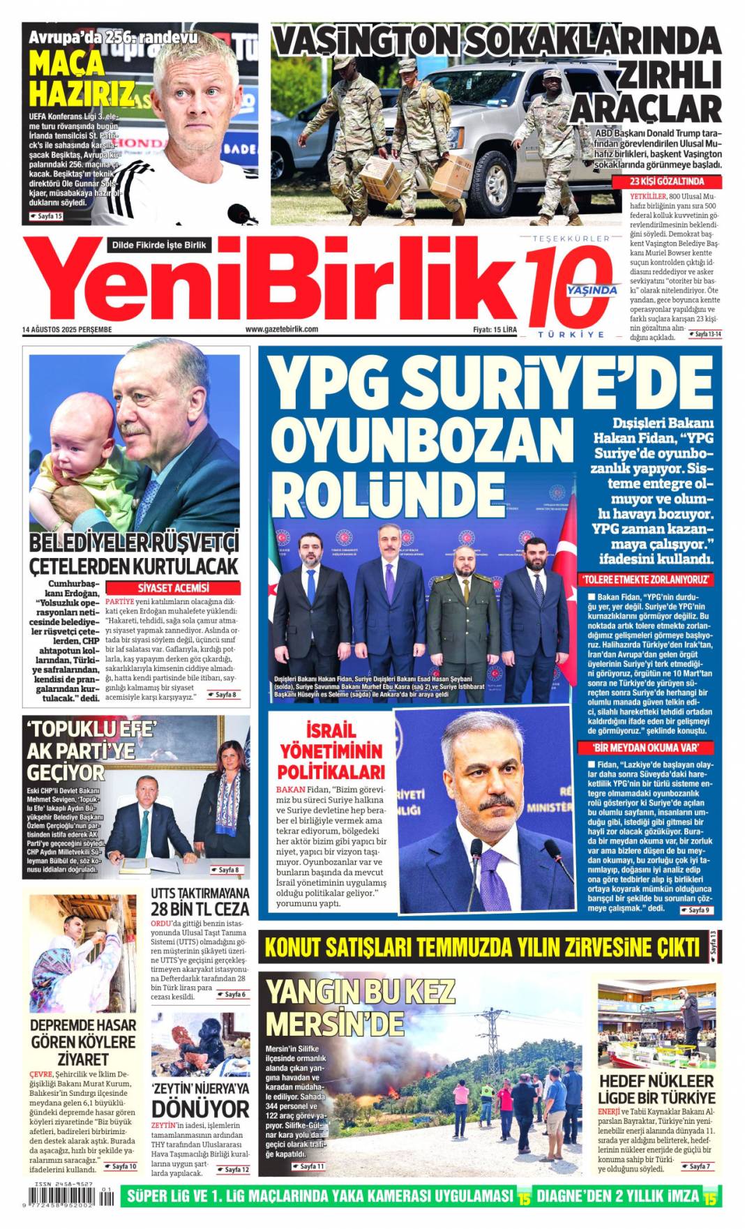 Kurnazlığı bırak YPG! Acil adım atmazlarsa operasyon an meselesi: 14 Ağustos gazete manşetleri 20