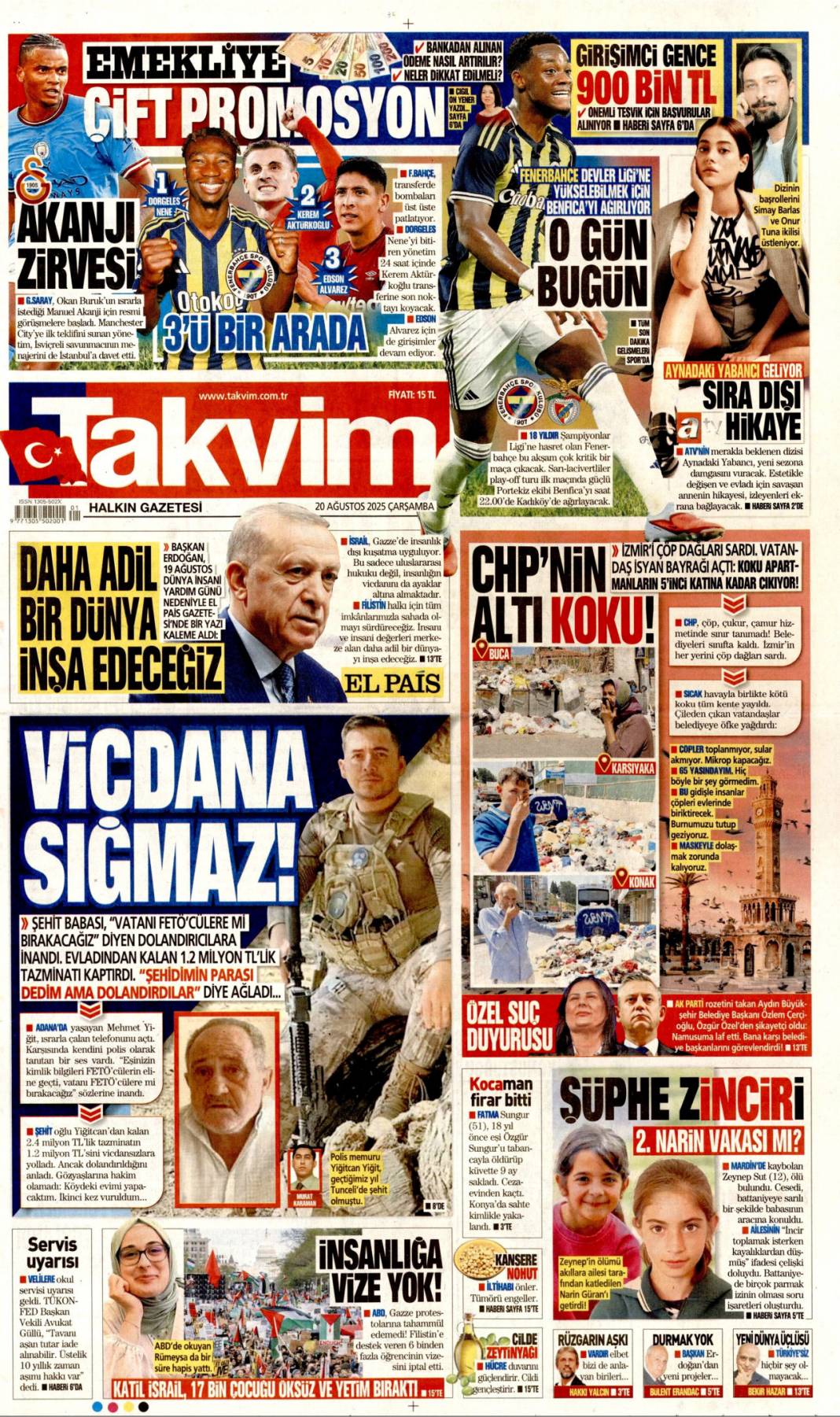 Pazarlık yok kardeşlik var: 20 Ağustos 2025 gazete manşetleri 20