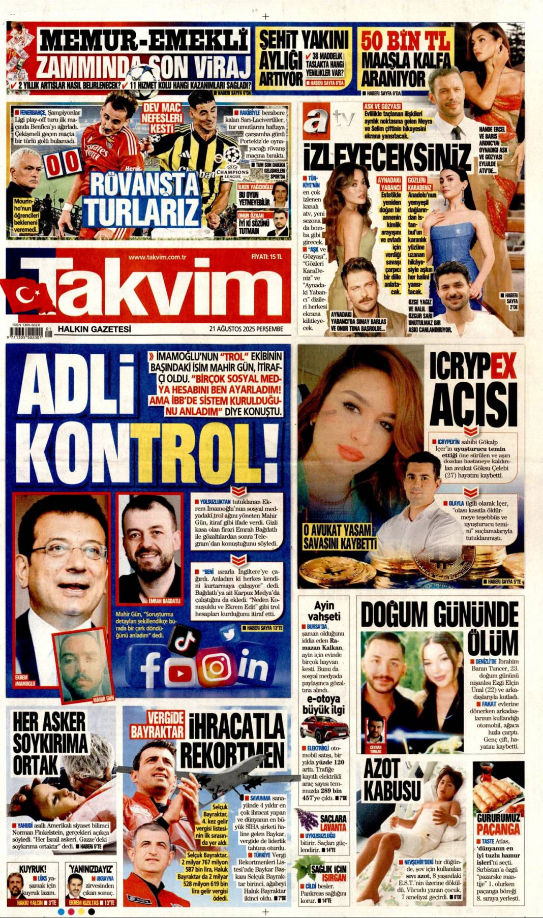 Avrupa fonları ekosistem'e aktı: 21 Ağustos 2025 gazete manşetleri 20