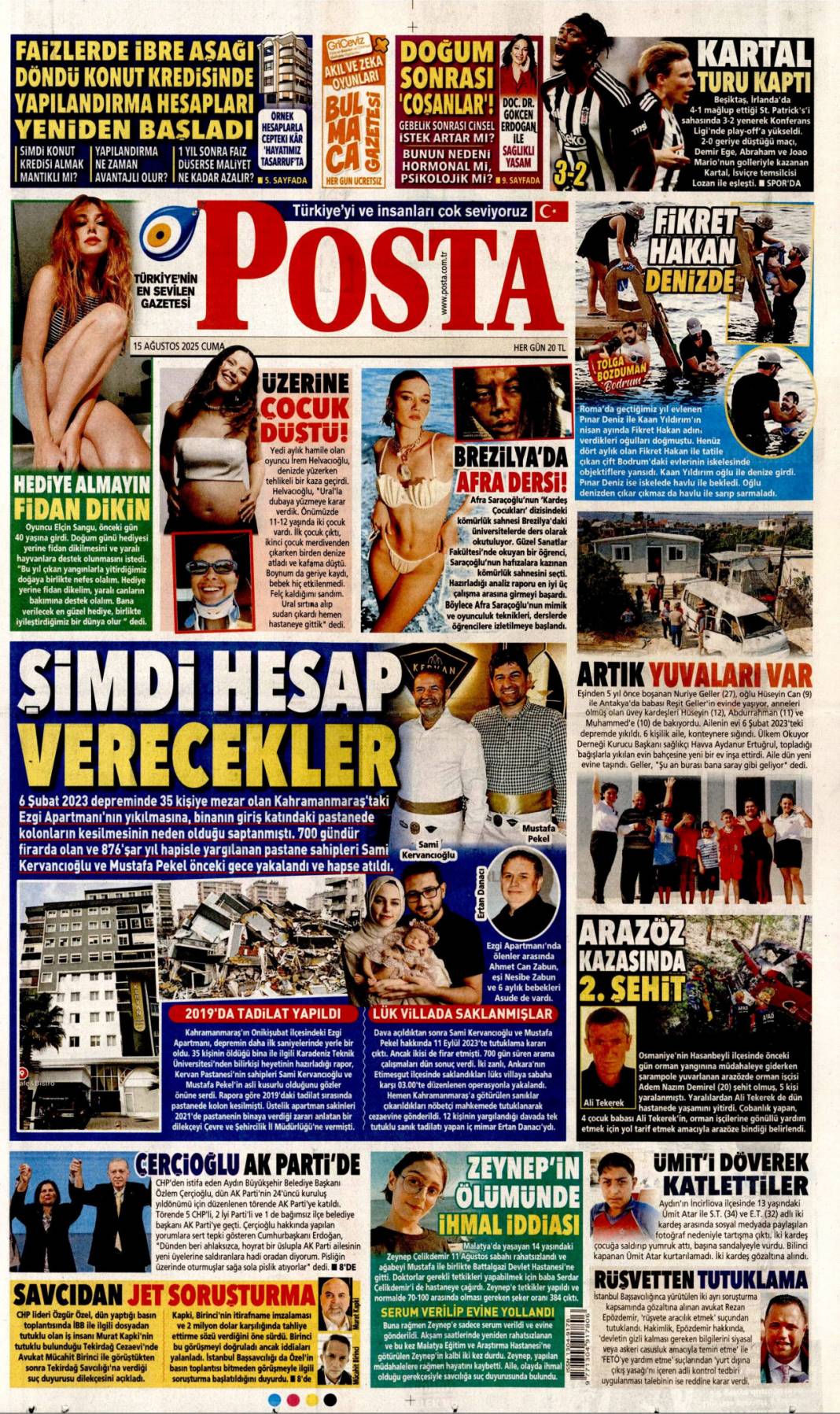 Topuklu efe'ye AK Parti rozeti: 15 Ağustos 2025 gazete manşetleri 21