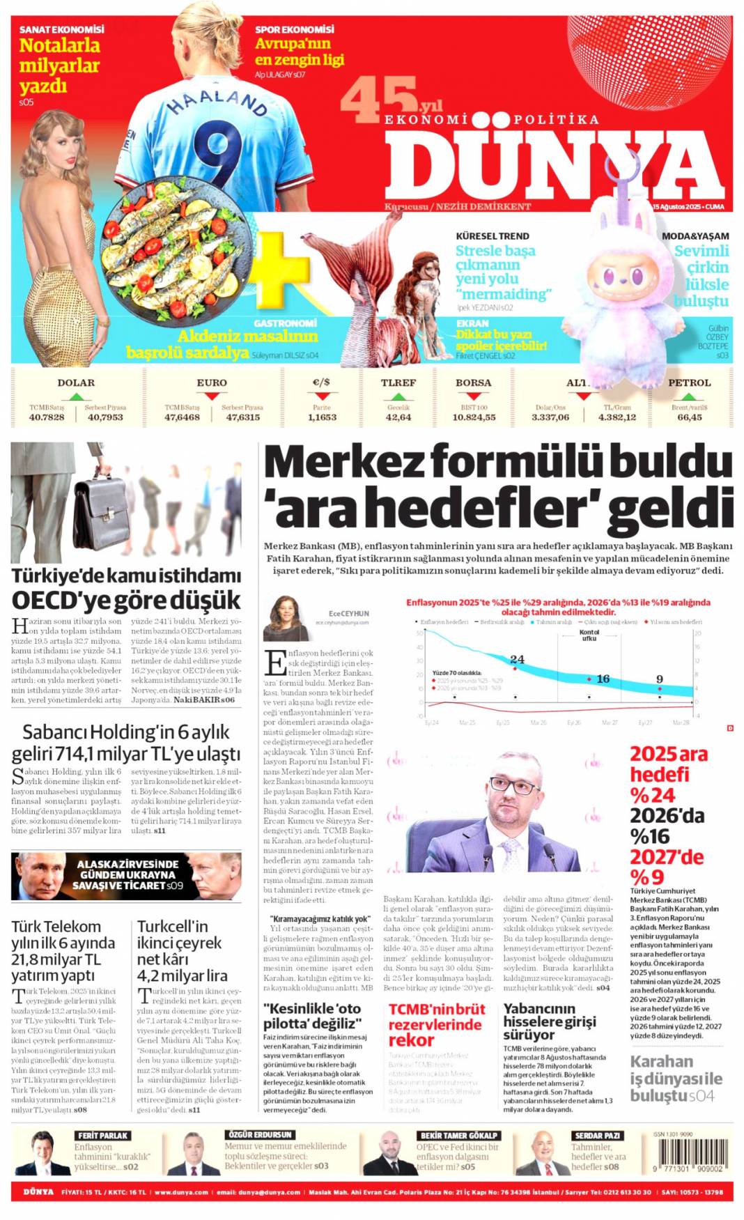 Topuklu efe'ye AK Parti rozeti: 15 Ağustos 2025 gazete manşetleri 22