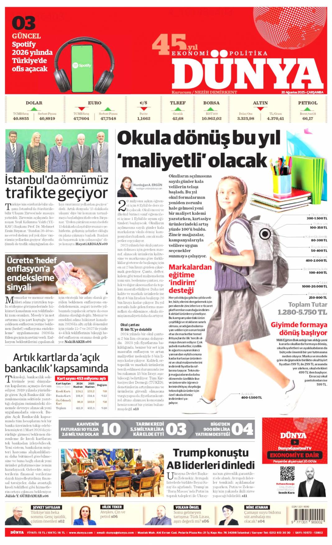 Pazarlık yok kardeşlik var: 20 Ağustos 2025 gazete manşetleri 21