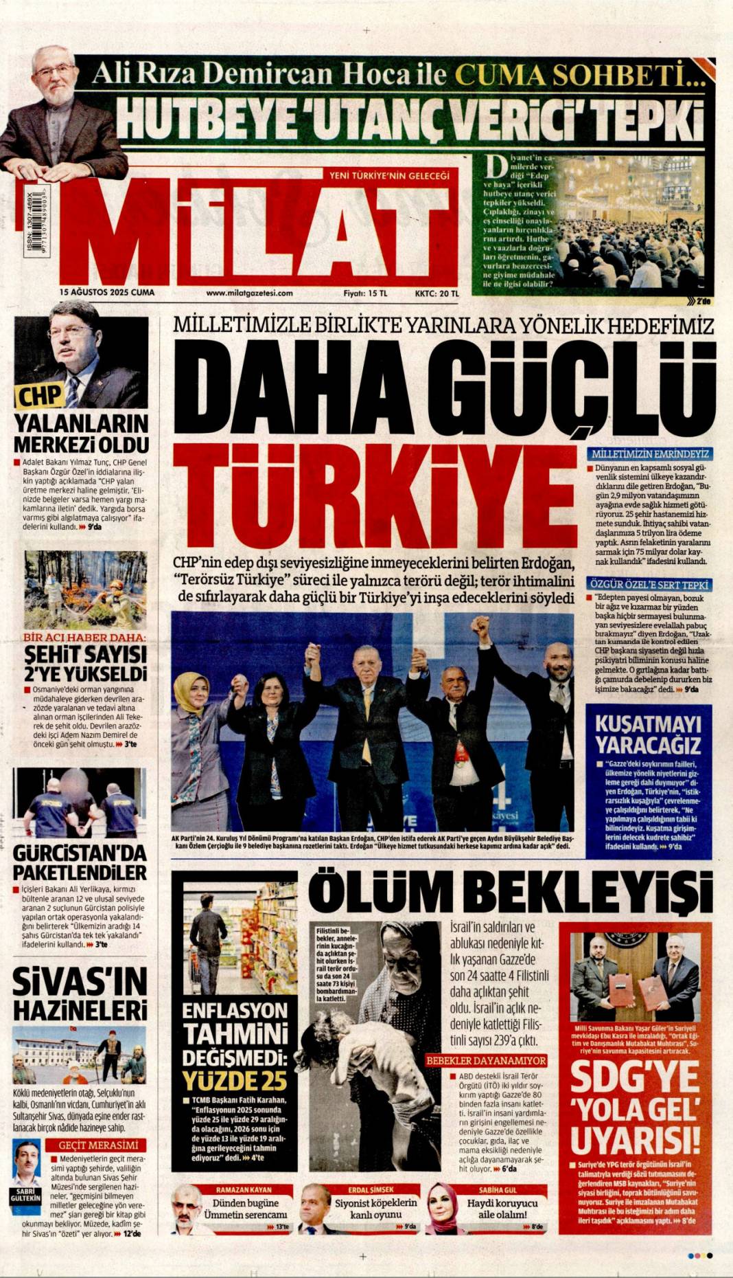 Topuklu efe'ye AK Parti rozeti: 15 Ağustos 2025 gazete manşetleri 23